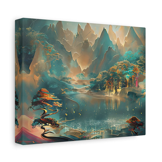 Misty Horizon - Tranquil Landscape Horizontal Wall Art in Cool Neutrals