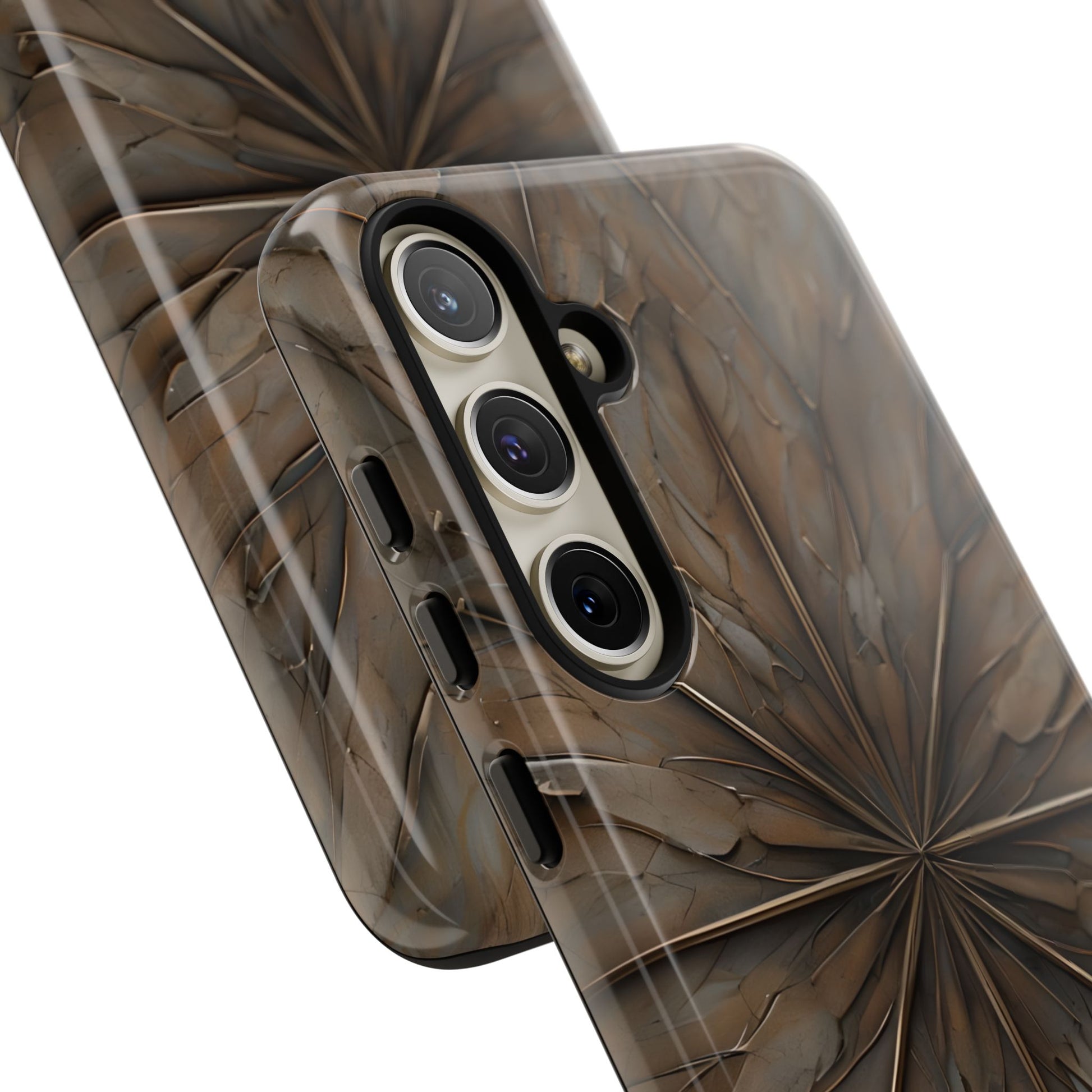 Earthstone Mandala - Kaleidoscope Collection Artistic Taupe Burst - Samsung Galaxy S24 Plus Tough Phone Case