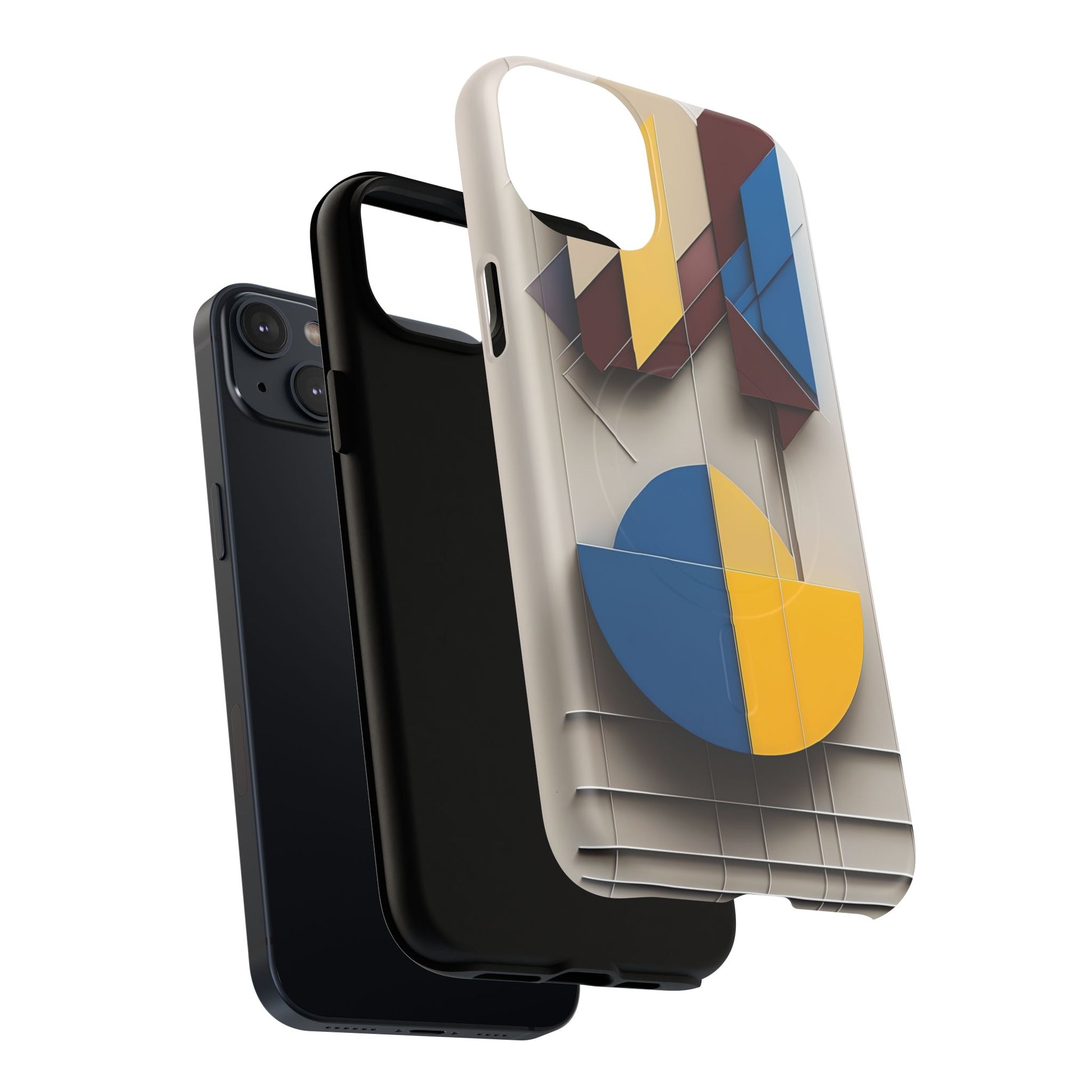 Chromatic Construct iPhone 14 Plus MagSafe Phone Case -Modern Geometrical Design, Primary Colors