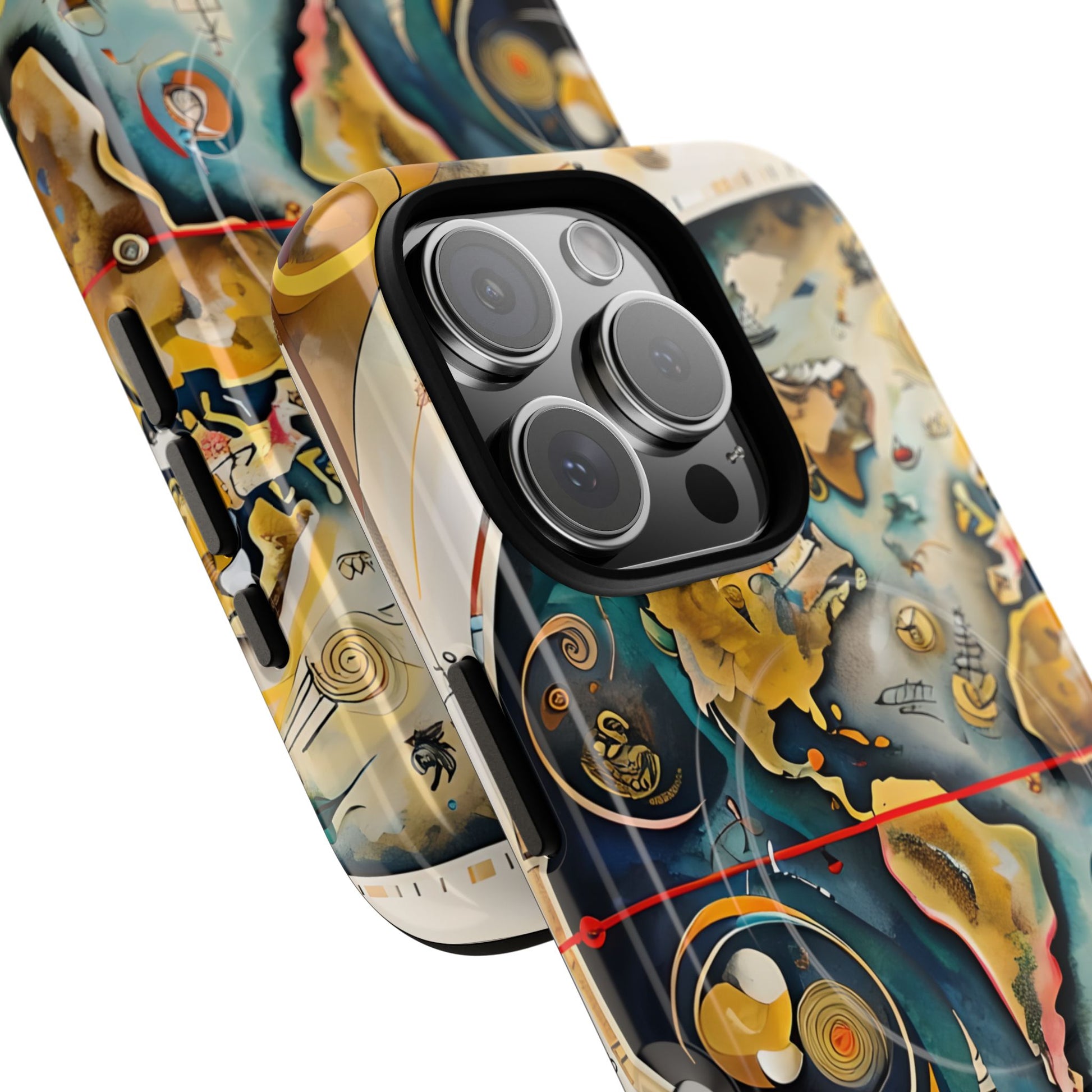 Celestial Map iPhone 16 Pro MagSafe Phone Case -Vintage Nautical World Map, Artistic Blue & Gold