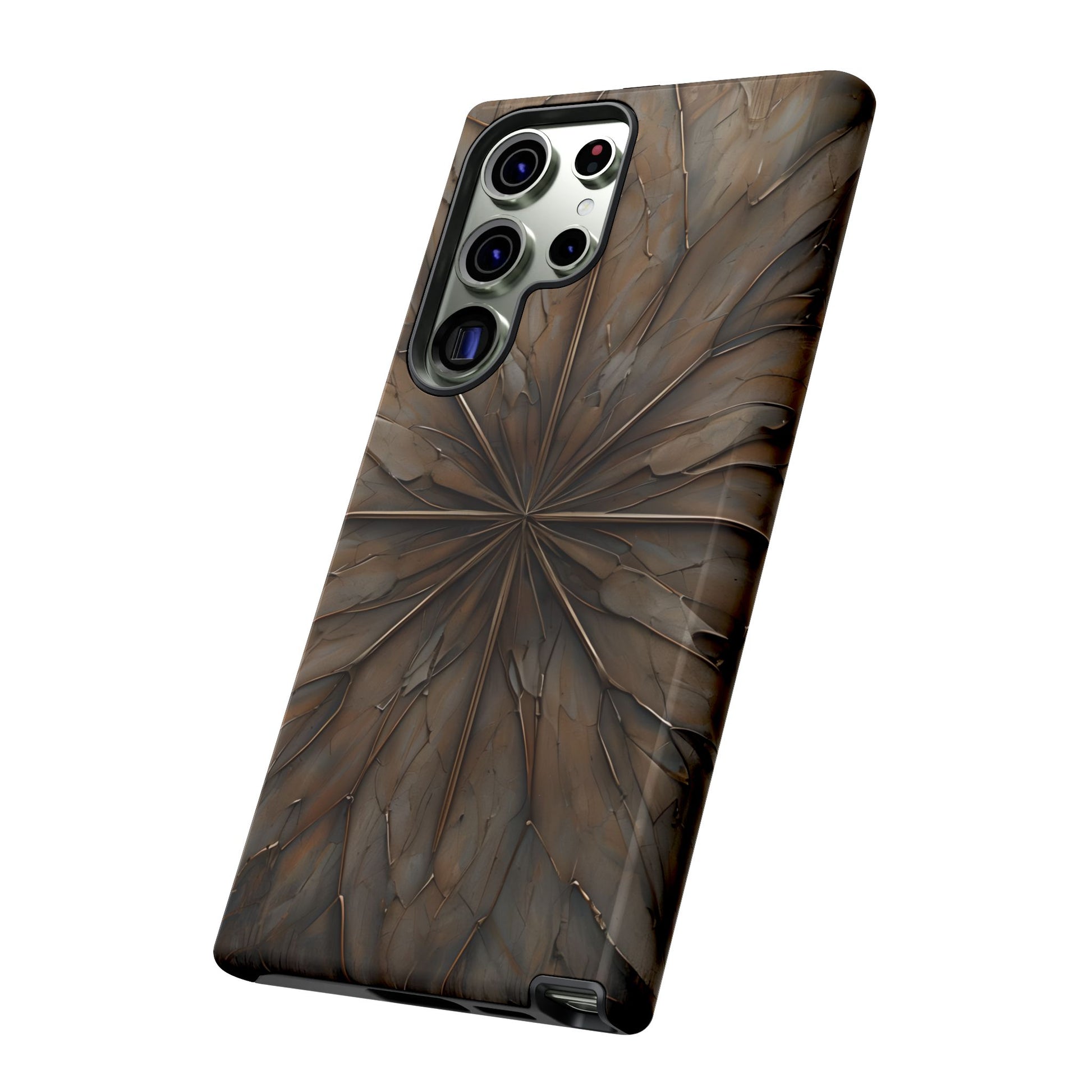 Earthstone Mandala - Kaleidoscope Collection Artistic Taupe Burst - Samsung Galaxy S23 Ultra Tough Phone Case