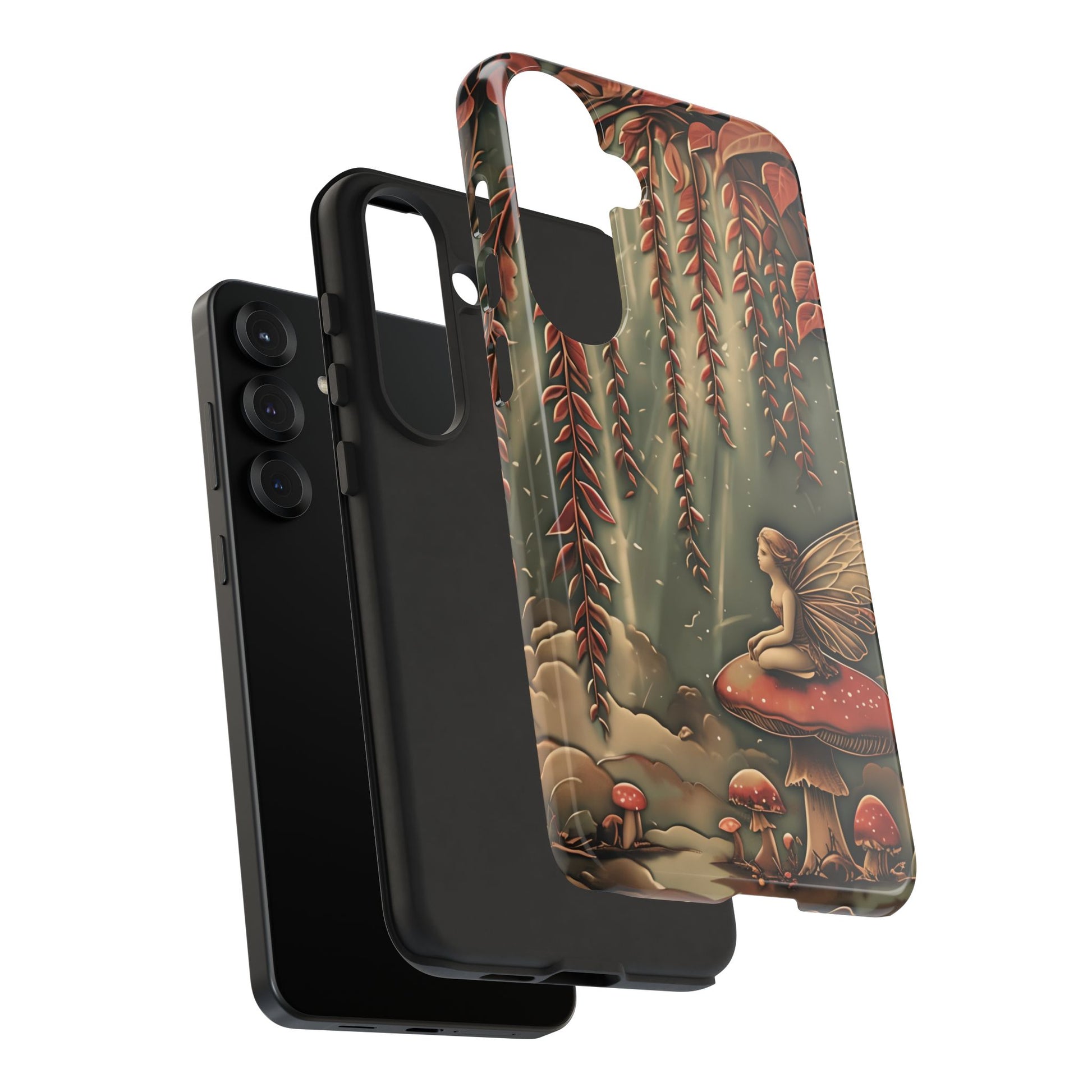 Willow Whisper - Tranquil Nature Art Samsung Galaxy S25 Plus Tough Phone Case - Serene Willow Tree & Meditative Figure Design