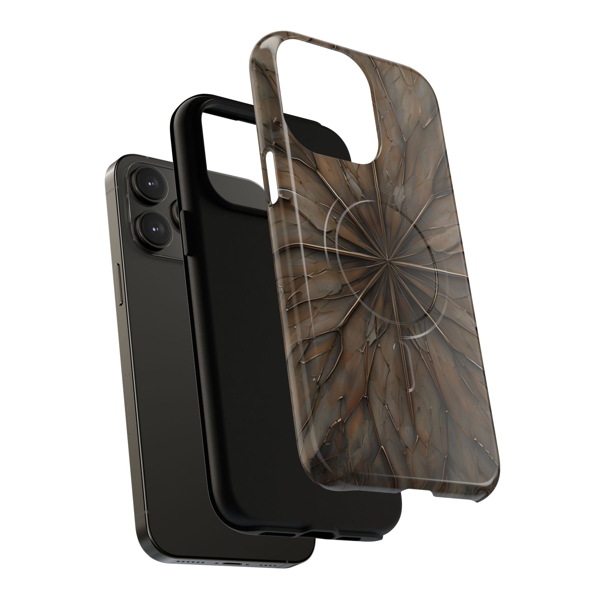 Earthstone Mandala - Kaleidoscope Collection Artistic Taupe Burst - iPhone 14 Pro Max MagSafe Phone Case