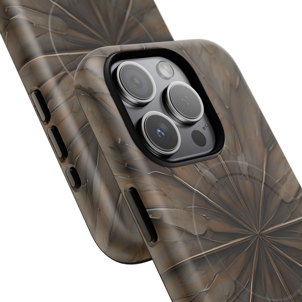 Earthstone Mandala - Kaleidoscope Collection Artistic Taupe Burst - iPhone 15 Pro MagSafe Phone Case