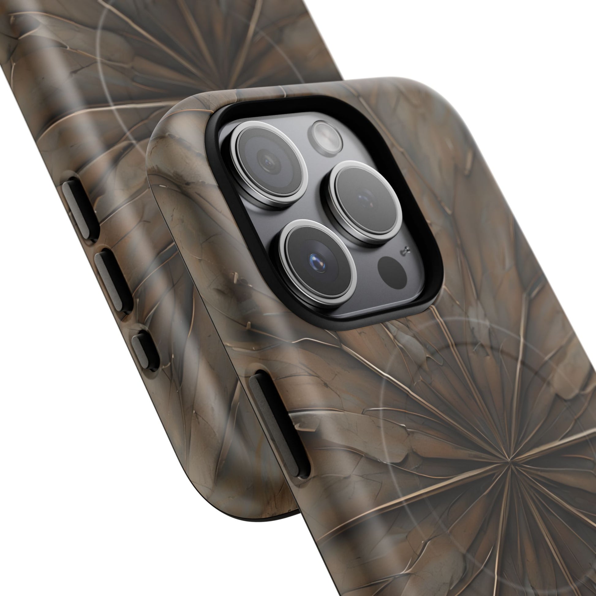 Earthstone Mandala - Kaleidoscope Collection Artistic Taupe Burst - iPhone 15 Pro MagSafe Phone Case