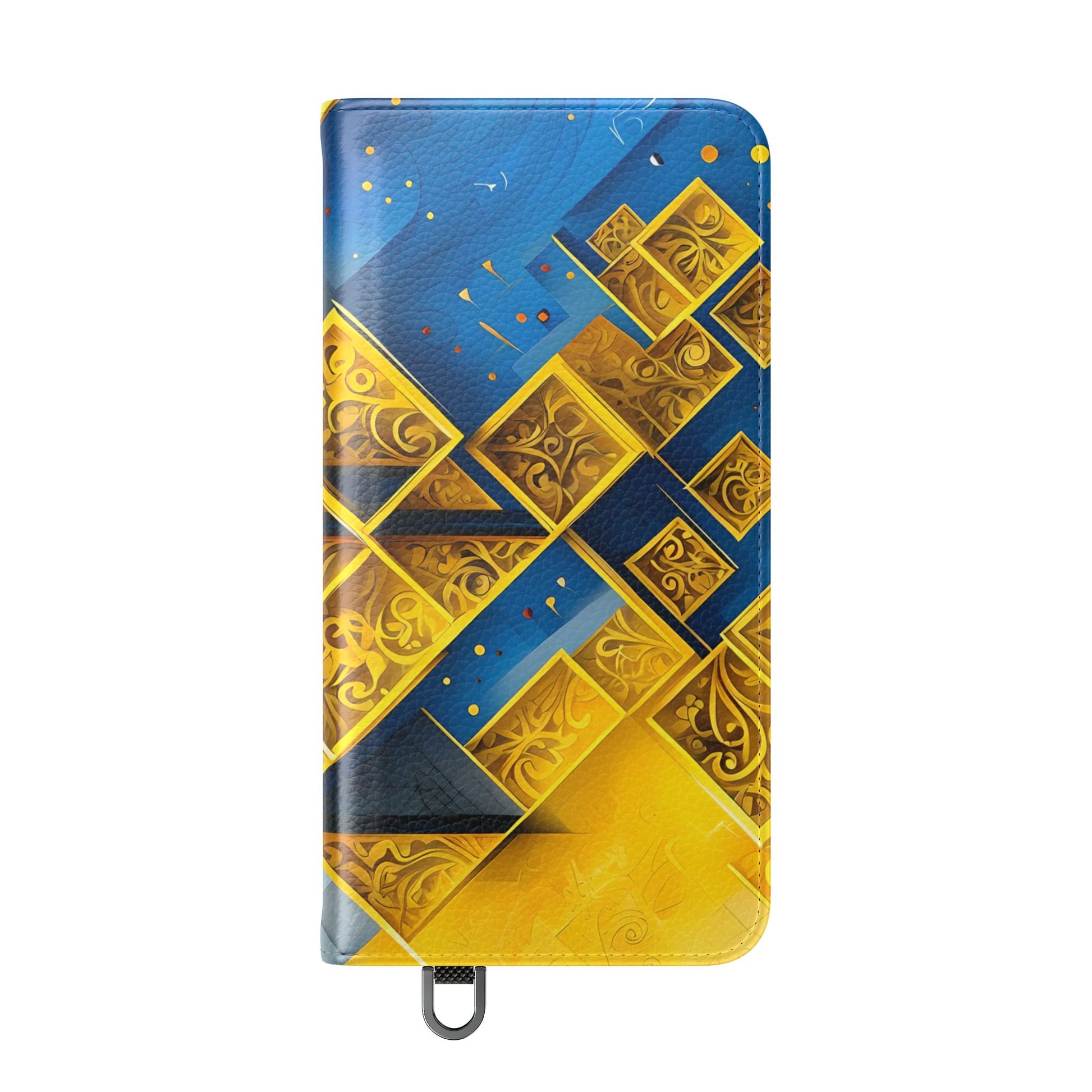 Golden Ascent Wallet Phone Case - Abstract Yellow & Blue Flip Cover for Samsung Galaxy S25