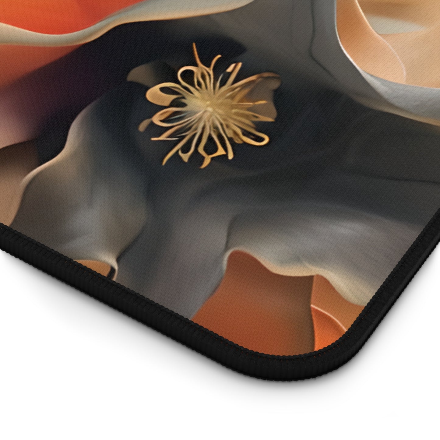 Close-up of Autumn Ember desk mat showing detailed autumn floral pattern