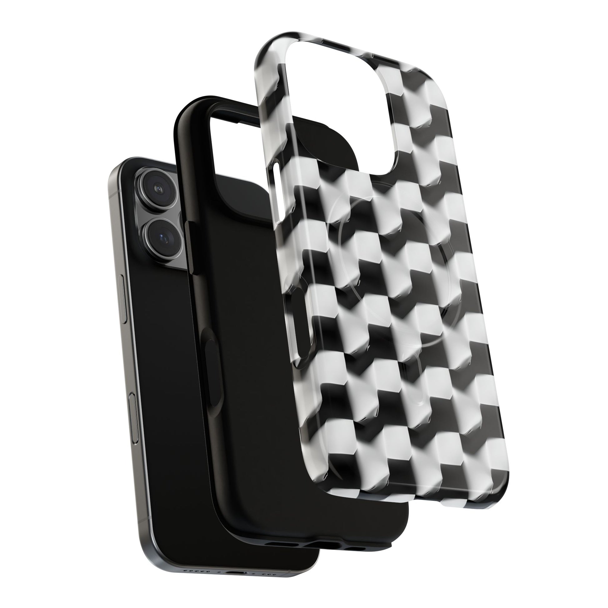 Monochrome Grid - iPhone 16 Pro MagSafe Phone Case - Bold, Modern Black & White Design