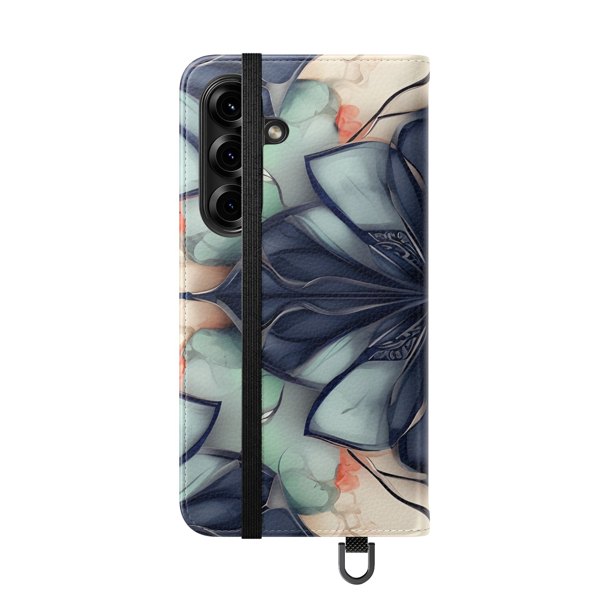 Midnight Mosaic - Abstract Floral Flip Phone Case for Samsung Galaxy S25