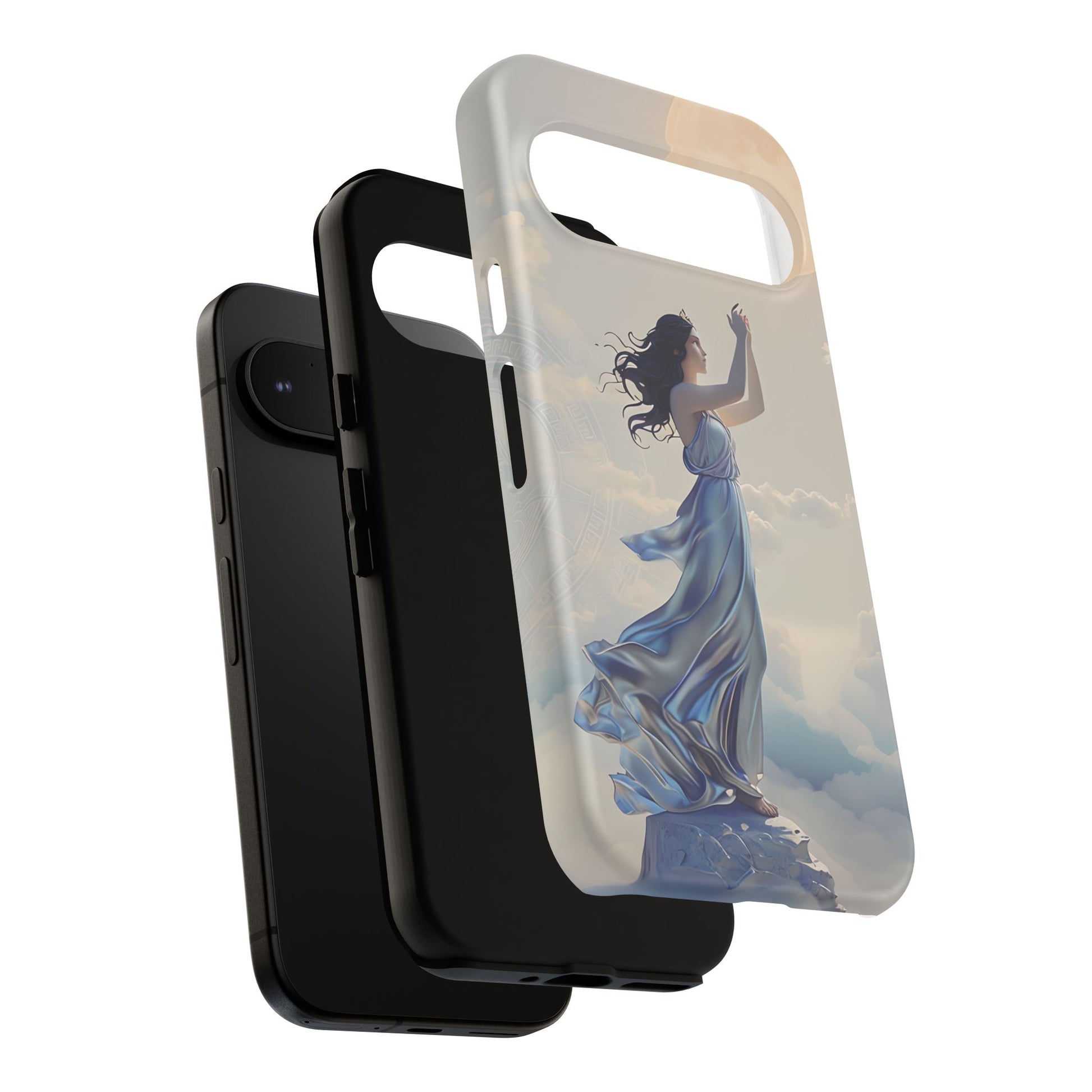 Moonlit Ascend - Ethereal Celestial Art Google Pixel 9 Tough Phone Case - Dreamy Night Sky & Floating Woman Design
