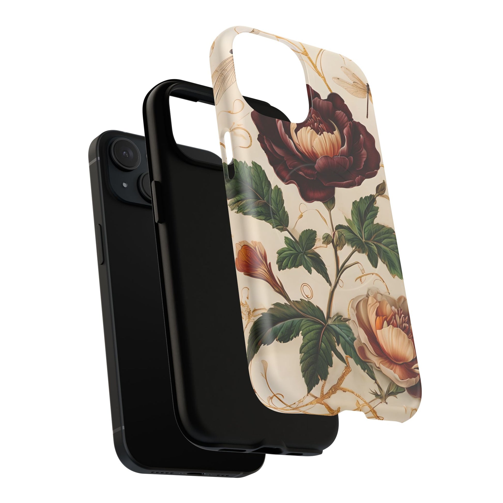 Vintage Burgundy Rose - Elegant Floral iPhone 15 Phone Case - Classic Painterly Rose Design