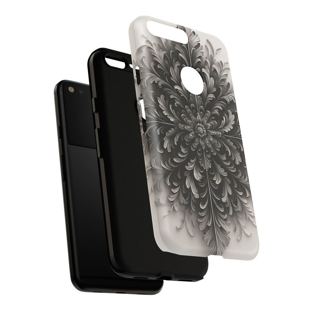 Obsidian Bloom - Elegant Black & White Google Pixel XL Phone Case - Intricate Mandala Flower Design