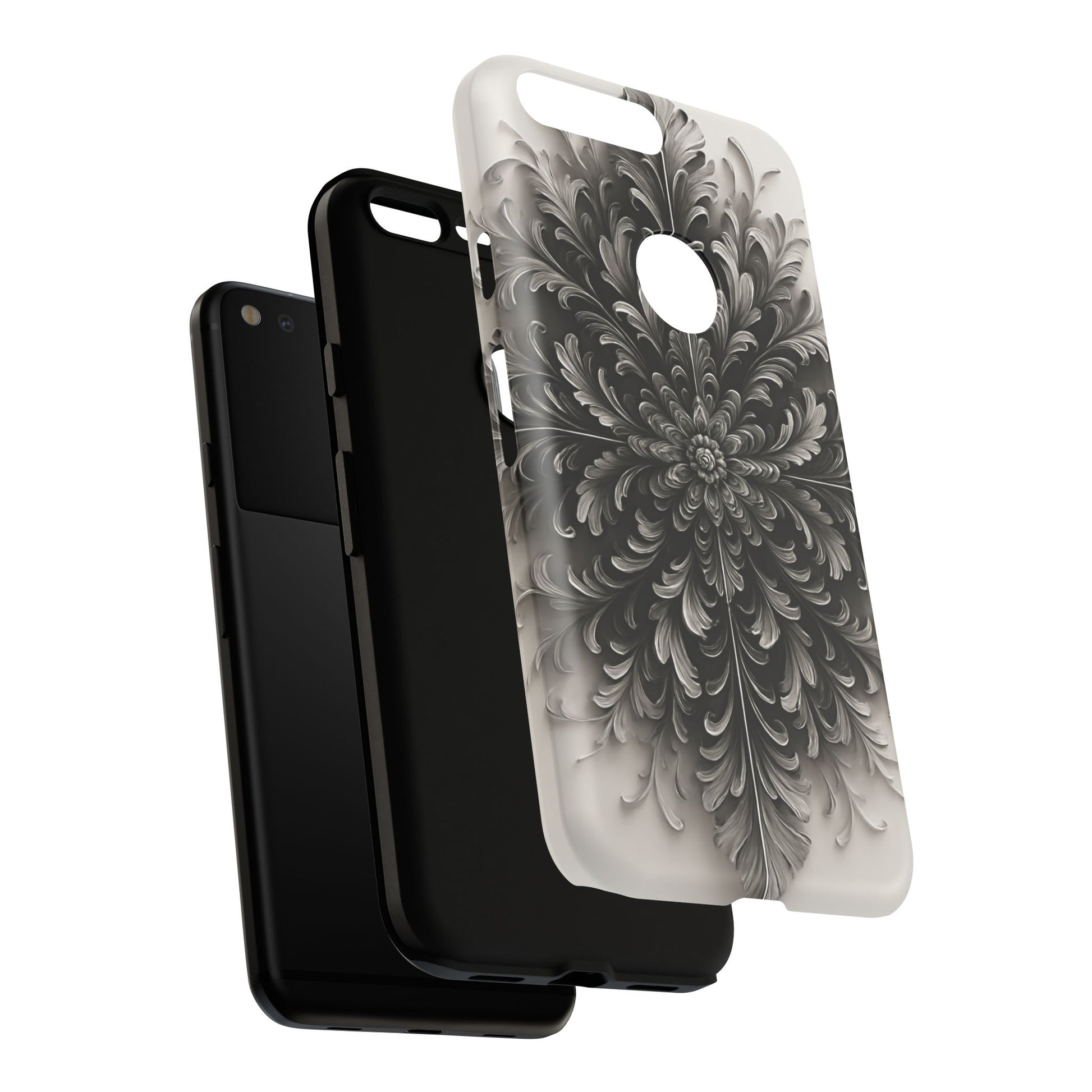 Obsidian Bloom - Elegant Black & White Google Pixel XL Phone Case - Intricate Mandala Flower Design