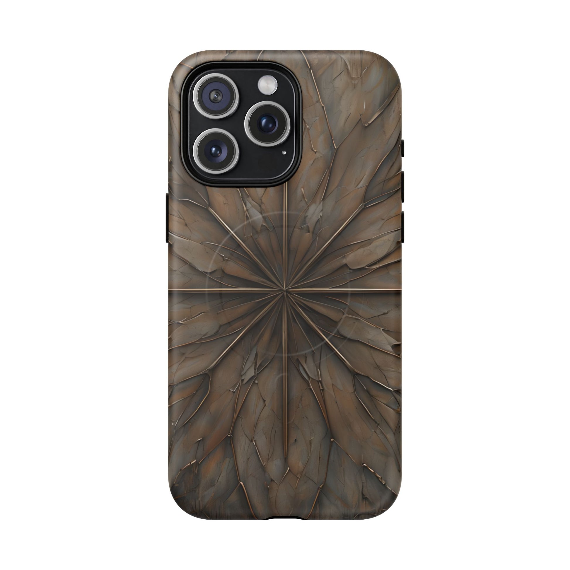 Earthstone Mandala - Kaleidoscope Collection Artistic Taupe Burst - iPhone 15 Pro Max MagSafe Phone Case