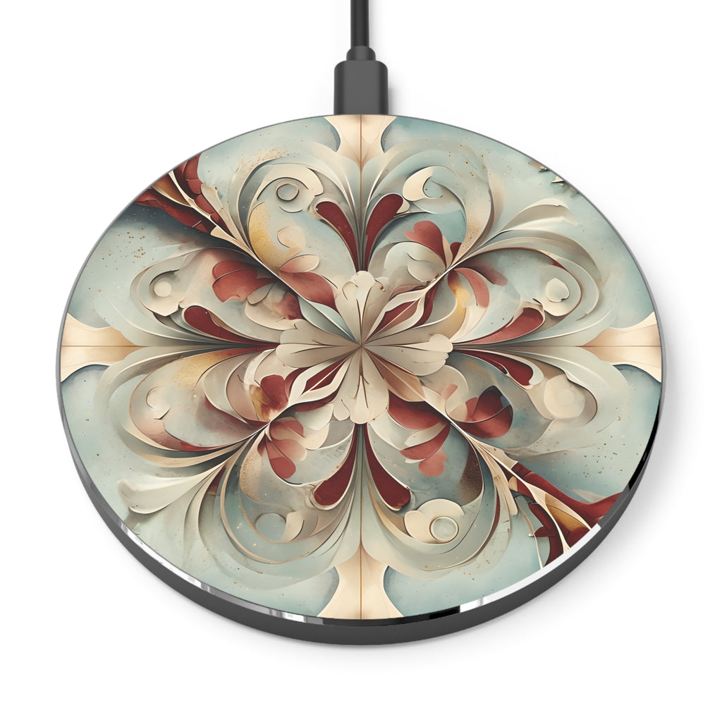 Vintage Baroque Blossom Qi Wireless Charger - 10W Fast Charging Pad - MagSafe Compatible Designer Phone Charger