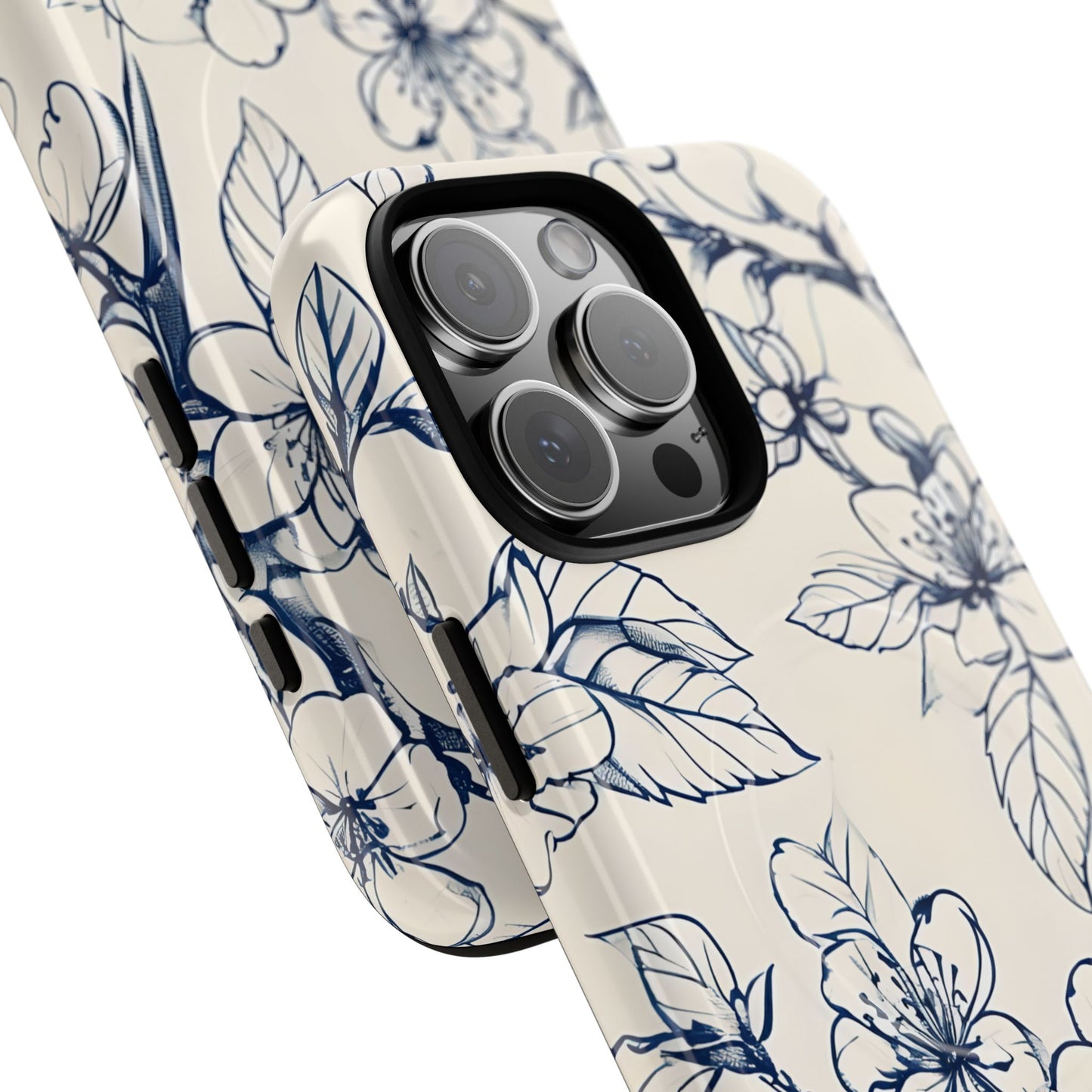 Blossom Sketch - Artistic Blue Floral - iPhone MagSafe Phone Case - Botanical Design