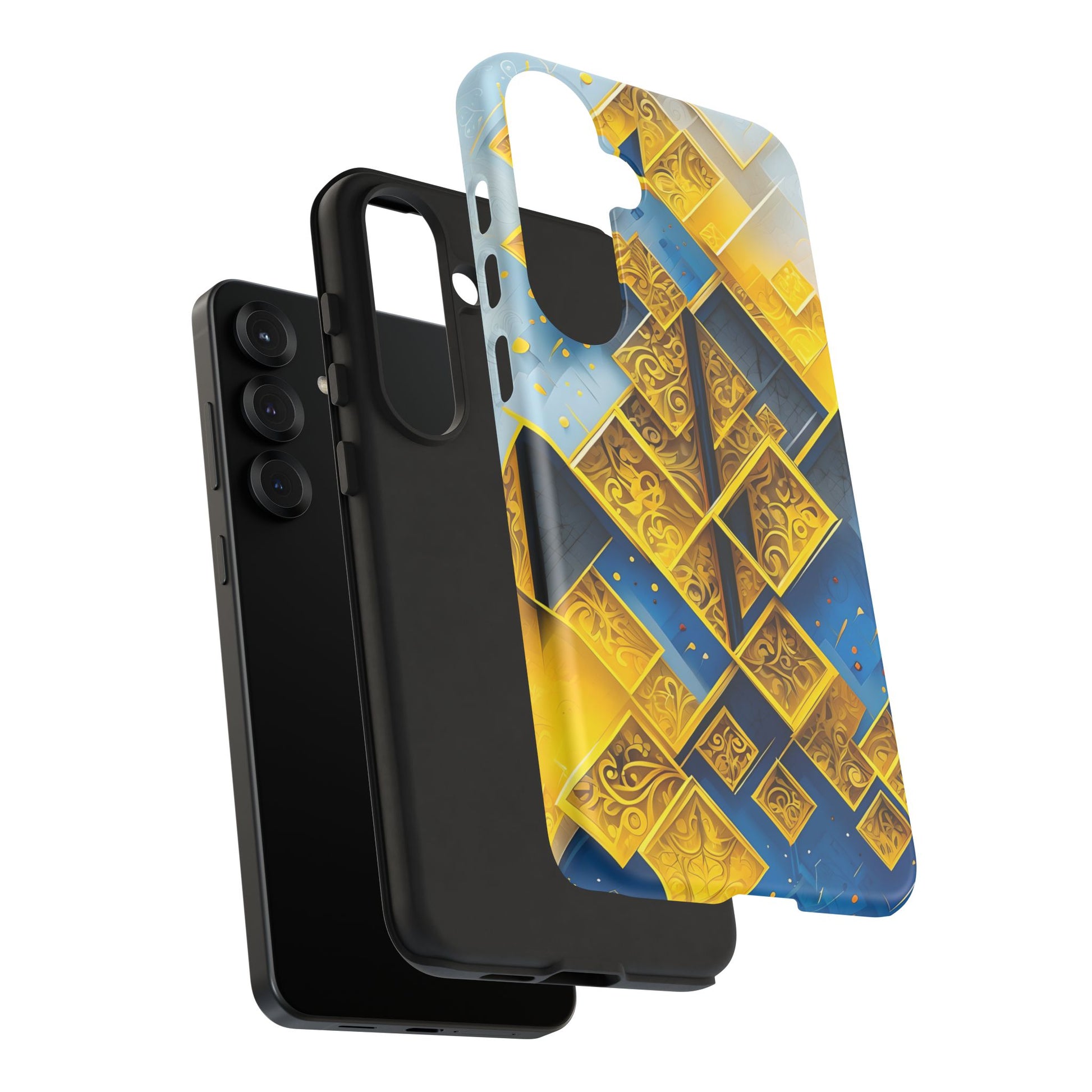 Golden Ascent Luxe Geometric Samsung Galaxy S25 Plus Tough Case - Elegant Abstract Gold Design