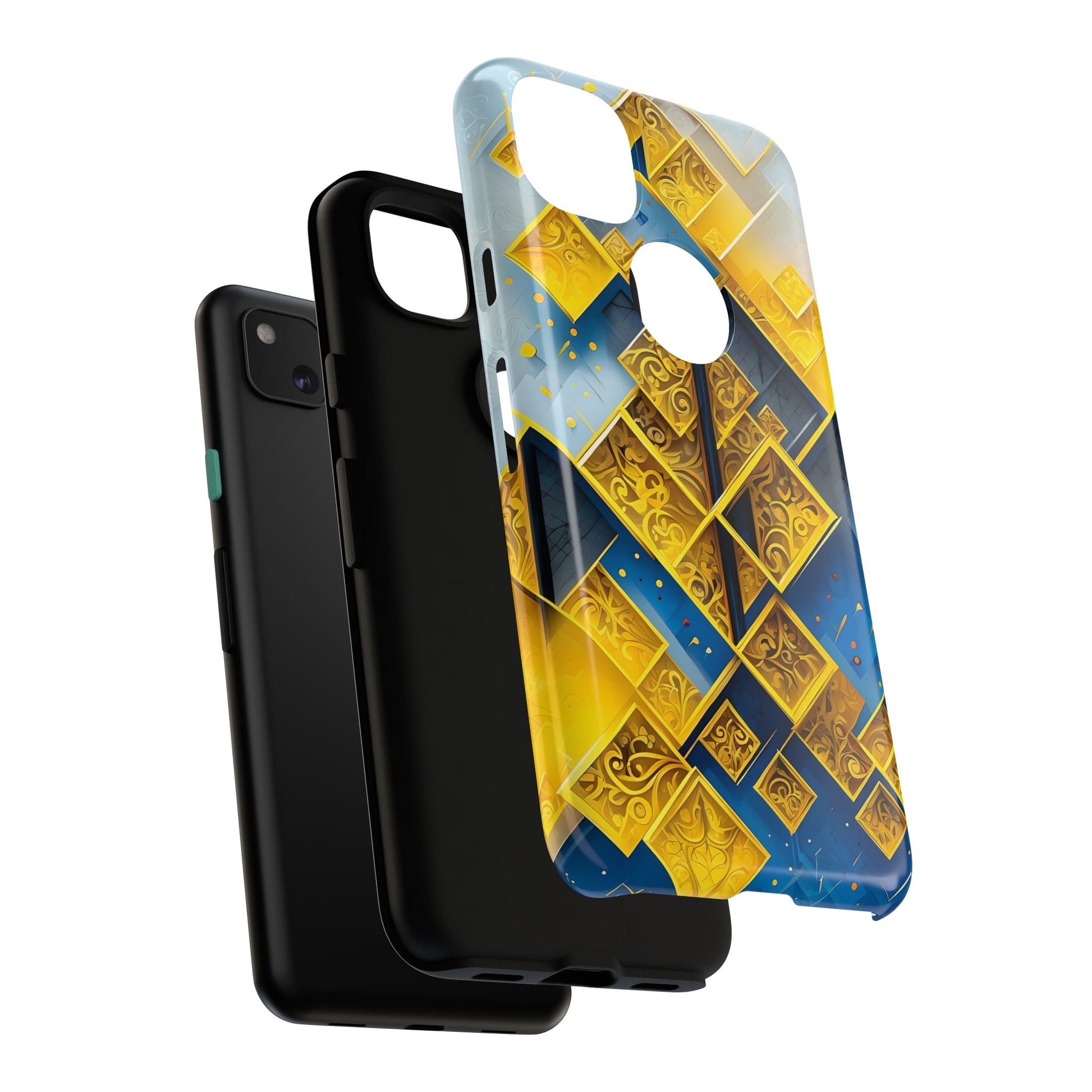 Golden Ascent Luxe Geometric Google Pixel 4a Tough Case - Elegant Abstract Gold Design