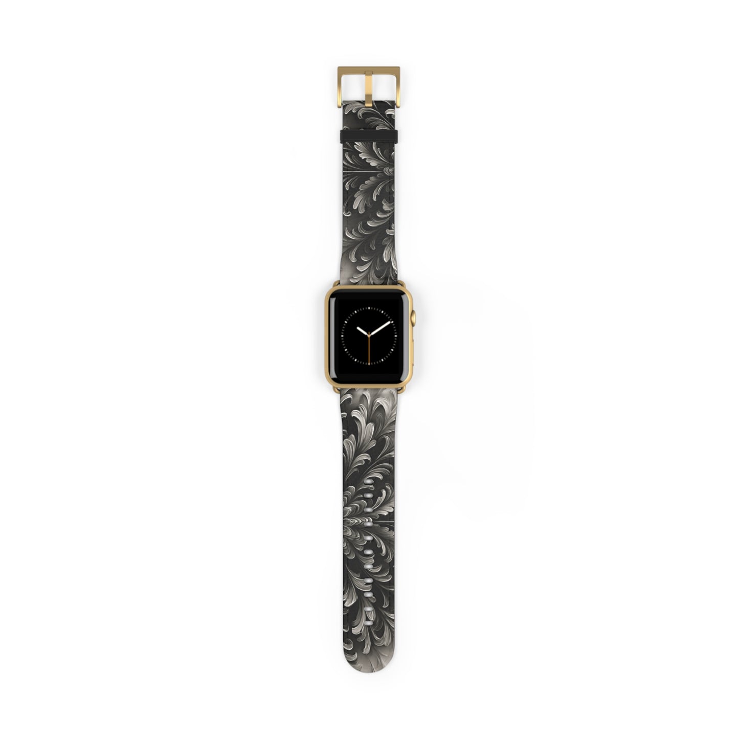 Obsidian Bloom Designer Apple Watch Band - Premium Custom Strap for Series 1-9, SE & Ultra - Artistic Vegan Leather