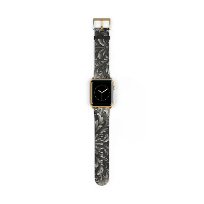 Obsidian Bloom Designer Apple Watch Band - Premium Custom Strap for Series 1-9, SE & Ultra - Artistic Vegan Leather