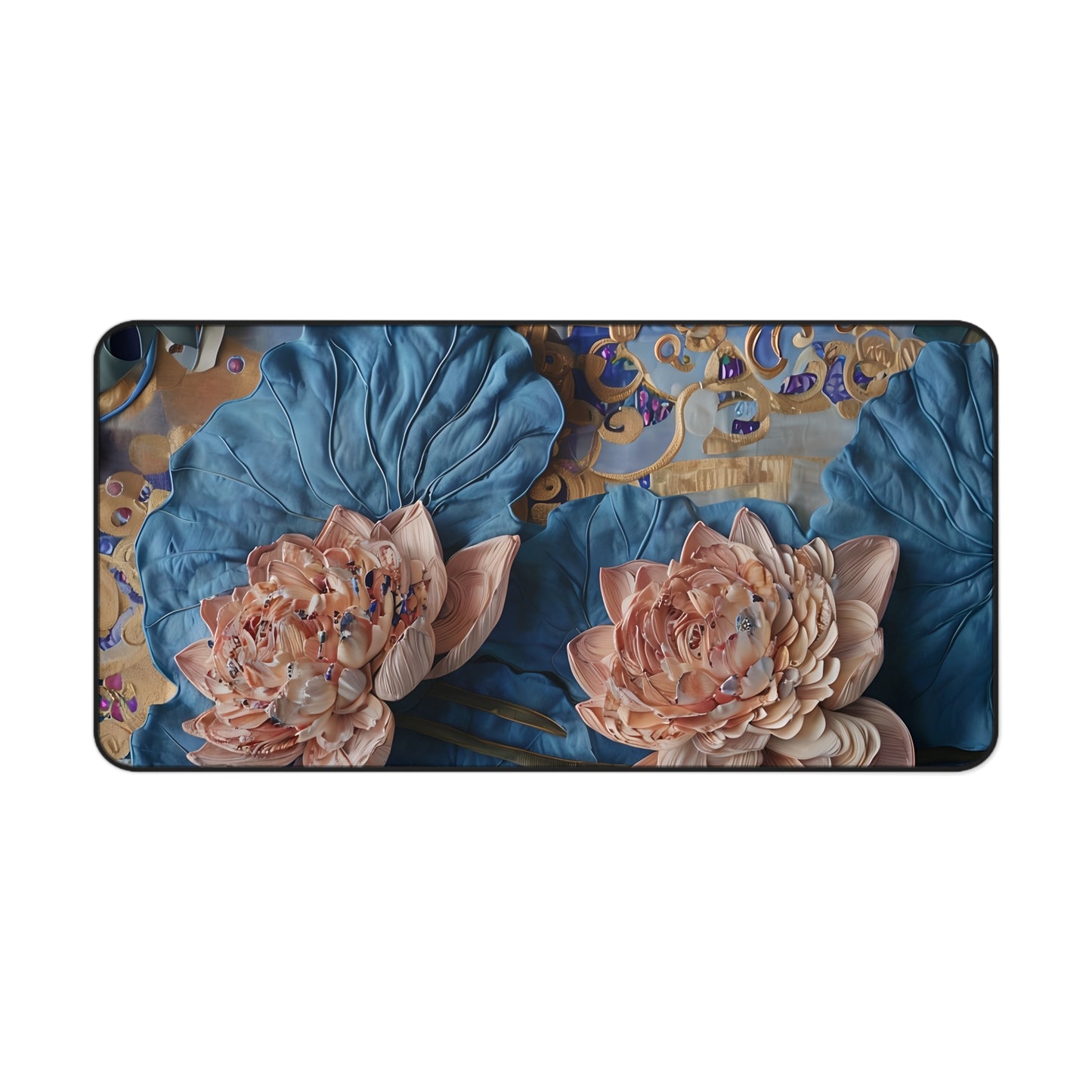 Peony Midnight Tapestry Designer Desk Mat - Premium Office Desk Pad, 3 Sizes Available, Artistic Workspace Protection