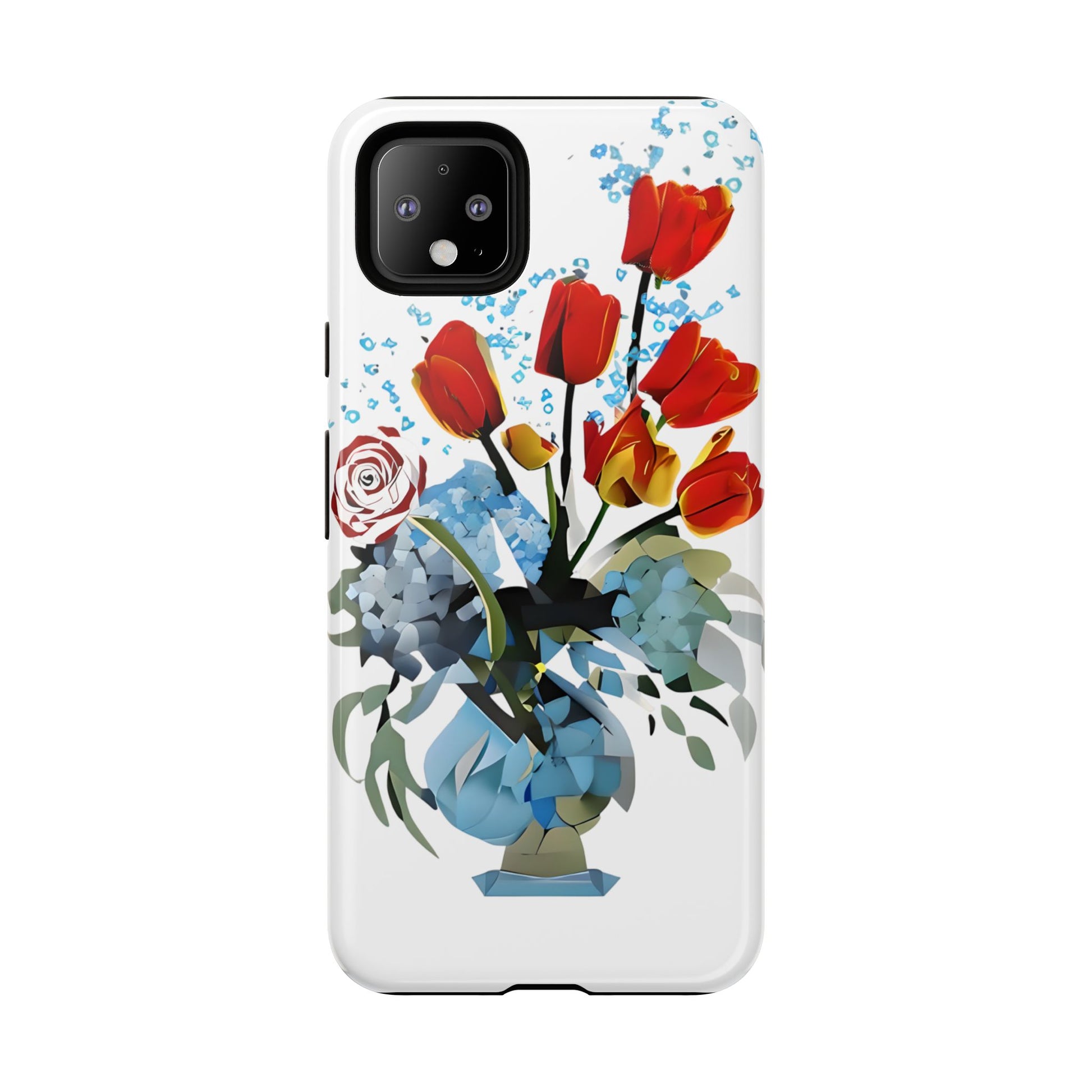 Bouquet Brilliance - Artistic Floral Google Pixel 4XL Tough Phone Case - Vibrant Tulip, Rose & Hydrangea Design