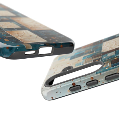 Architectural Drift Samsung Galaxy Case - Modern Geometric Teal & Parchment Design