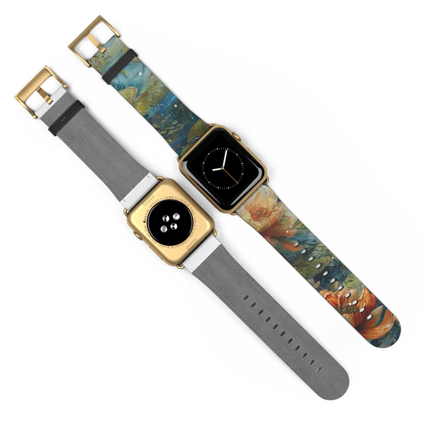 Waterlily Nocturne Apple Watch Band - Nature-Inspired Art Strap, Elegant Mountain Lake Design, Premium Gift for Outdoor Lovers