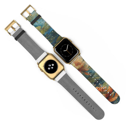 Waterlily Nocturne Apple Watch Band - Nature-Inspired Art Strap, Elegant Mountain Lake Design, Premium Gift for Outdoor Lovers