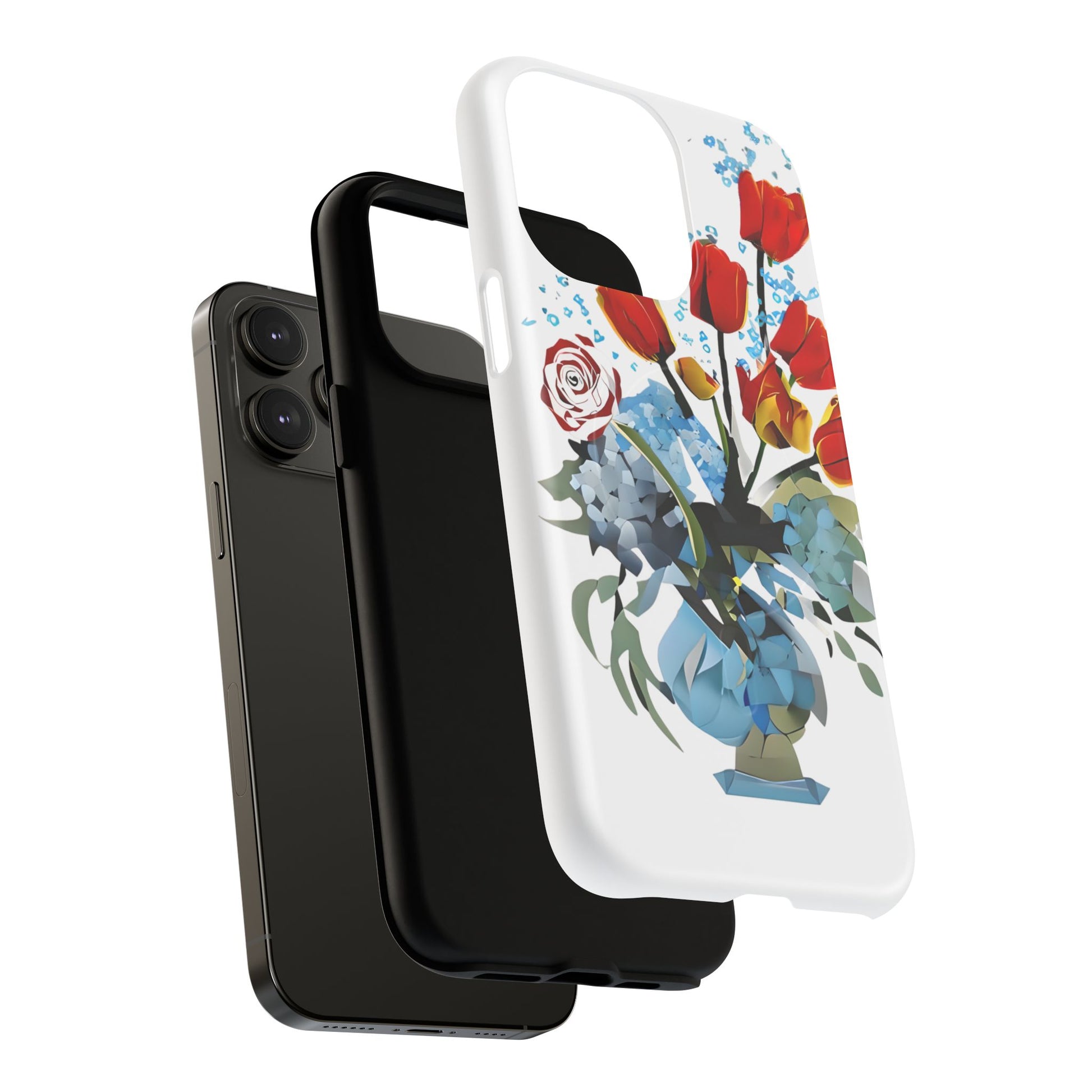 Bouquet Brilliance - Artistic Floral iPhone 14 Pro Max MagSafe Phone Case - Vibrant Tulip, Rose & Hydrangea Design