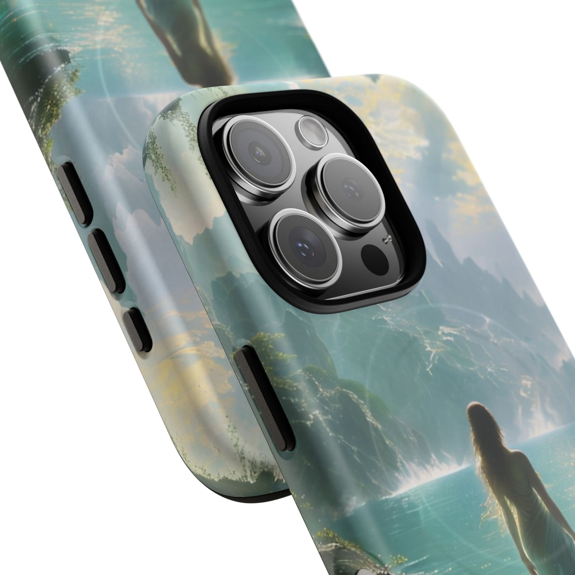 Celestial Tides - Dreamscape Art iPhone 16 Pro MagSafe Phone Case -Ethereal Woman & Fantasy Landscape Design