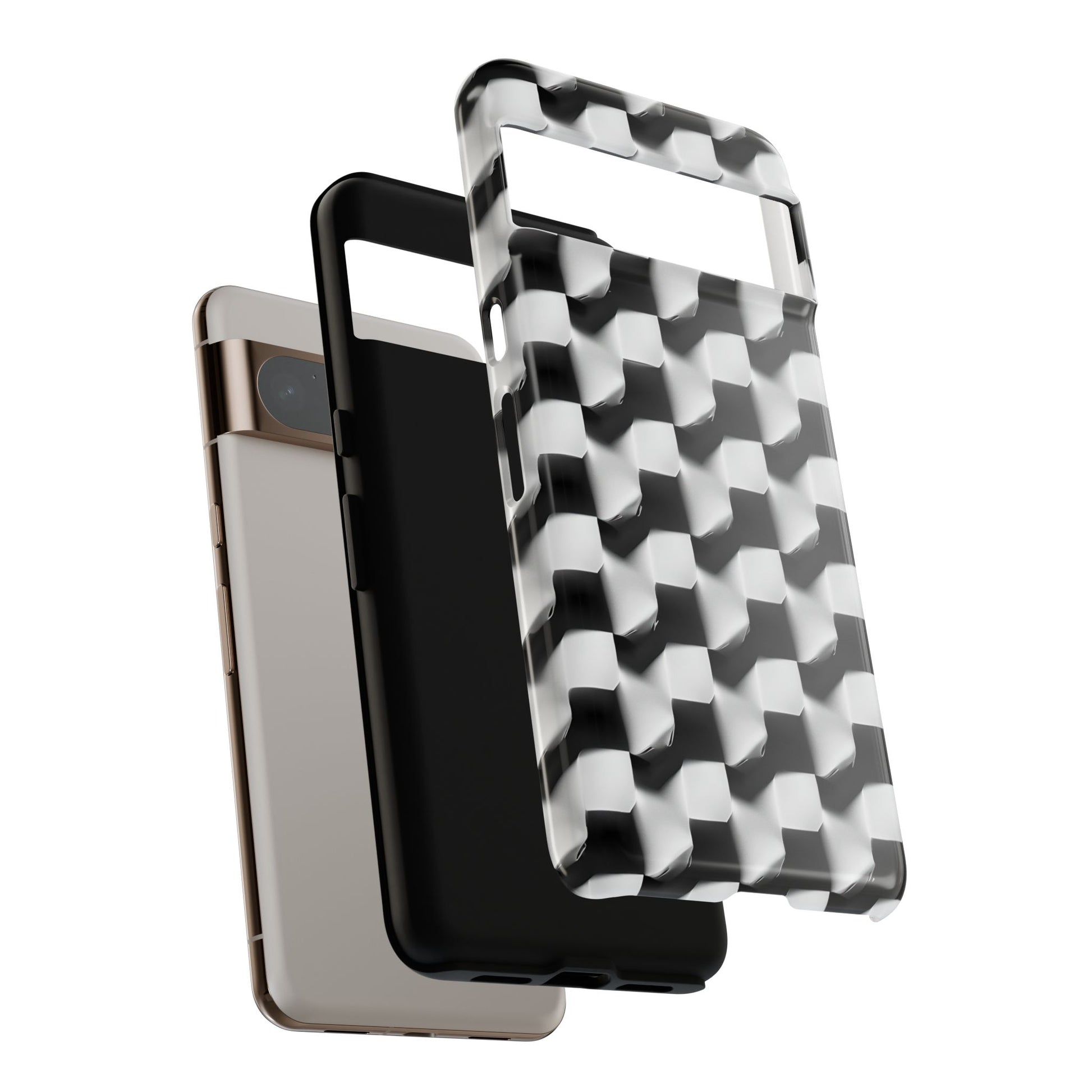 Monochrome Grid Tough Case for Google Pixel 8 Pro - Classic Checkerboard, Black & White, Minimalist Trend