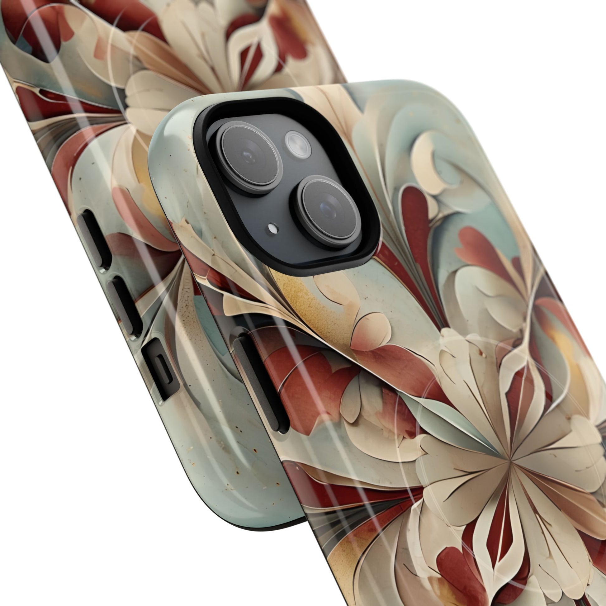 Vintage Baroque Blossom - Ornate Floral Art iPhone 15 Plus MagSafe Phone Case - Elegant Baroque-Inspired Design