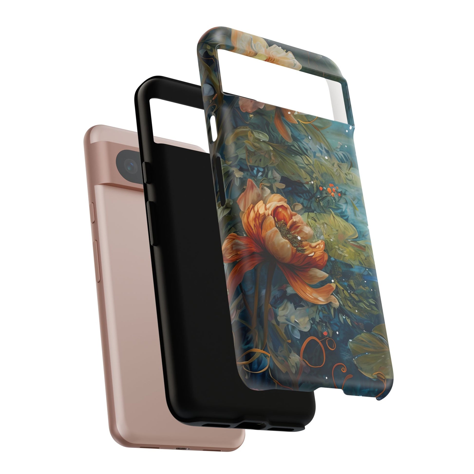 Waterlily Nocturne Tough Case for Google Pixel 8- Premium Artistic Shockproof Cover, Elegant Protective Phone Case