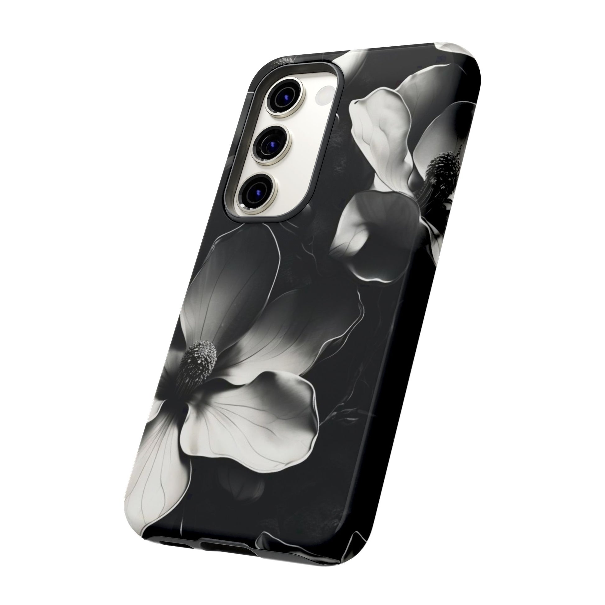 Monochrome Magnolia - Elegant Black & White Floral Samsung Galaxy S23 Tough Phone Case - Artistic Magnolia Design