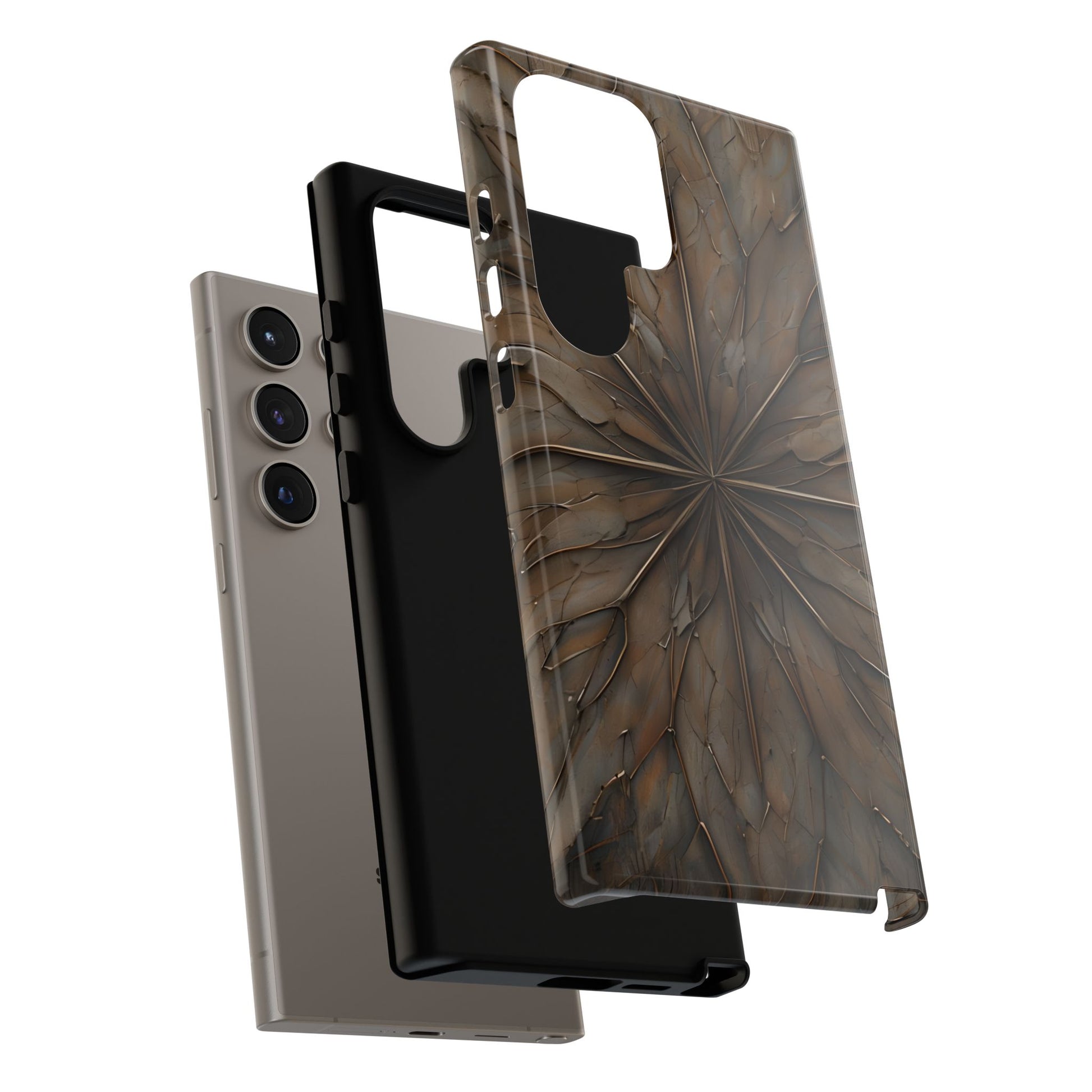 Earthstone Mandala - Kaleidoscope Collection Artistic Taupe Burst - Samsung Galaxy S24 Ultra Tough Phone Case
