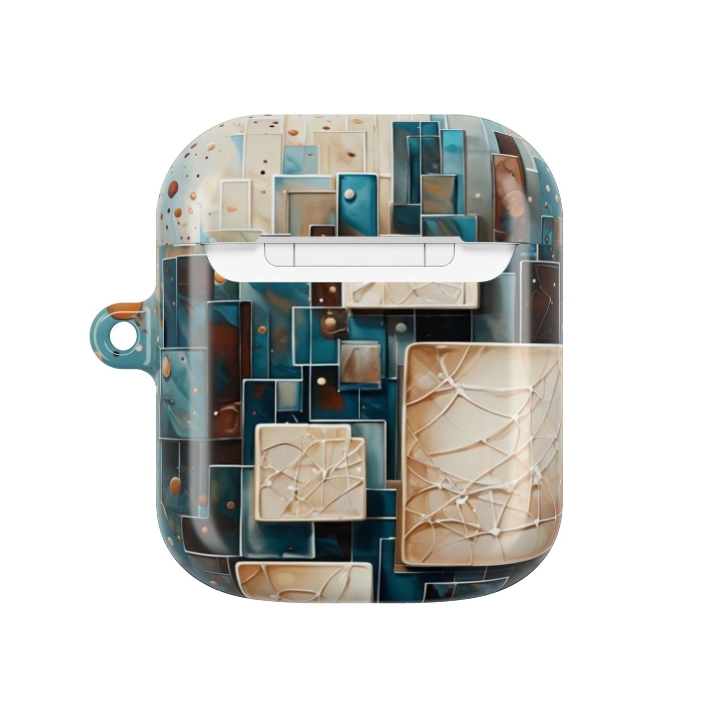 Architectural Drift AirPods Case - Modern Geometric Teal & Parchment Design for Gen 1, 2, 3, Pro Gen 1 & 2