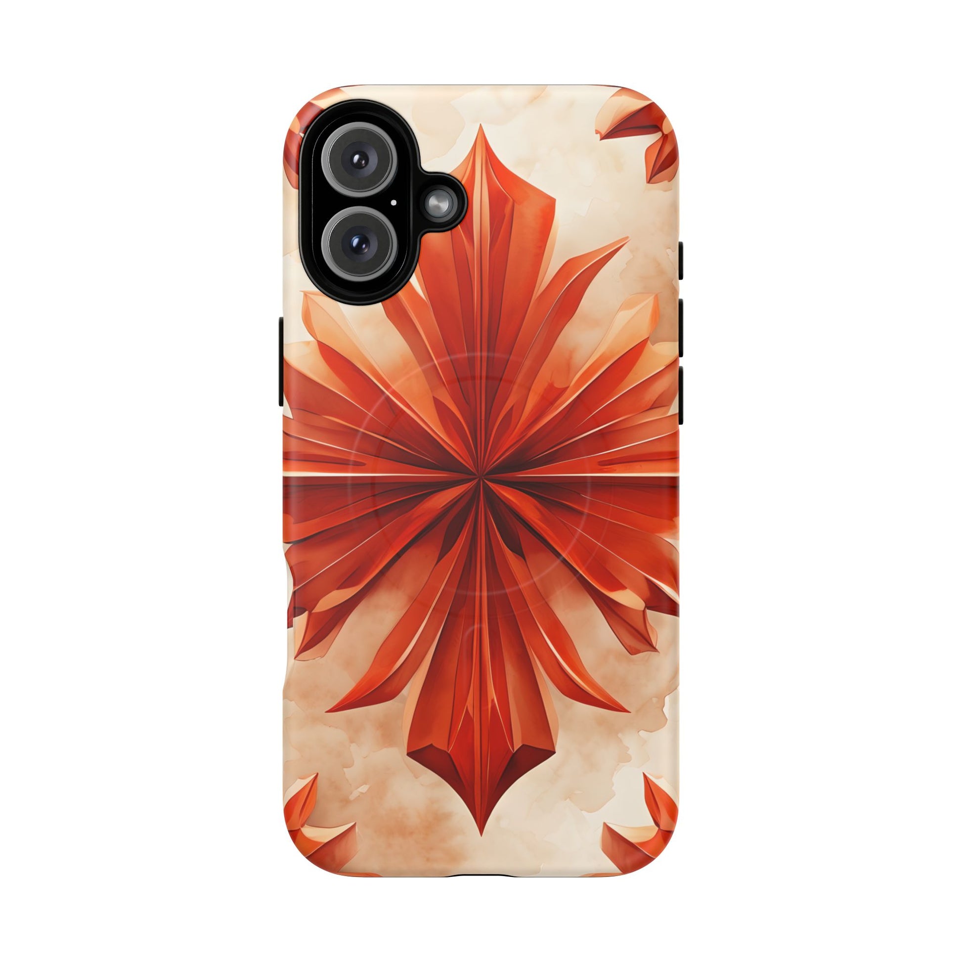 Sunset Fleur iPhone 16 Plus - Kaleidoscope Collection of MagSafe Compatible - Vibrant Sunset Flower Design