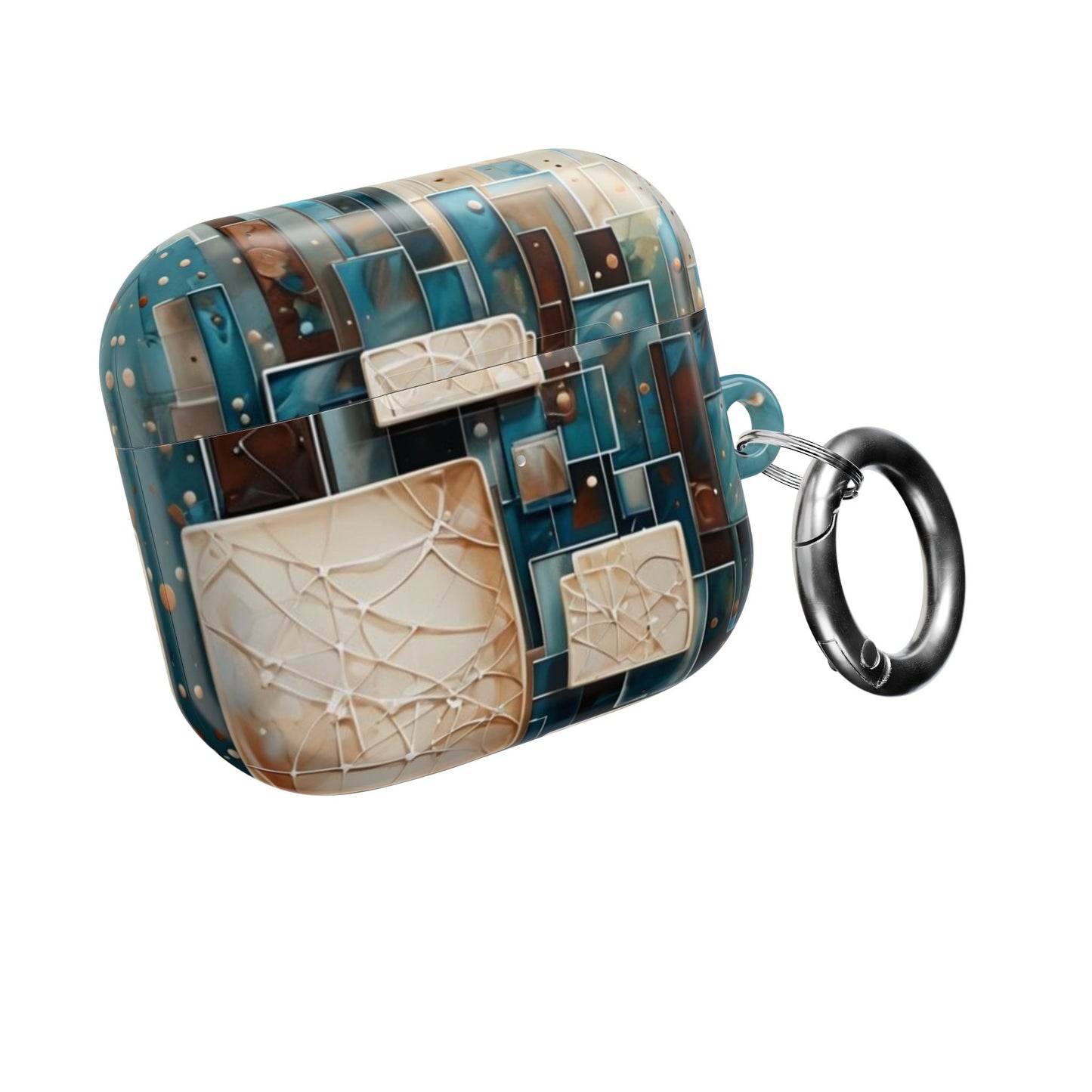 Architectural Drift AirPods Case - Modern Geometric Teal & Parchment Design for Gen 1, 2, 3, Pro Gen 1 & 2