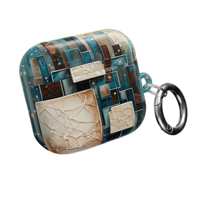 Architectural Drift AirPods Case - Modern Geometric Teal & Parchment Design for Gen 1, 2, 3, Pro Gen 1 & 2