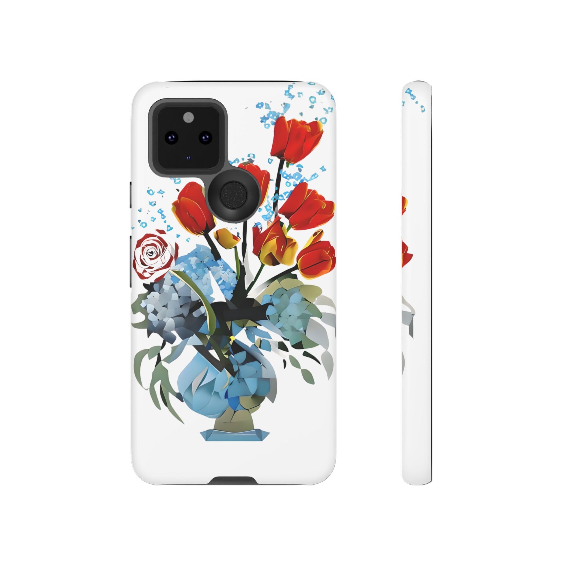 Bouquet Brilliance - Artistic Floral Google Pixel 5 5G Tough Phone Case - Vibrant Tulip, Rose & Hydrangea Design