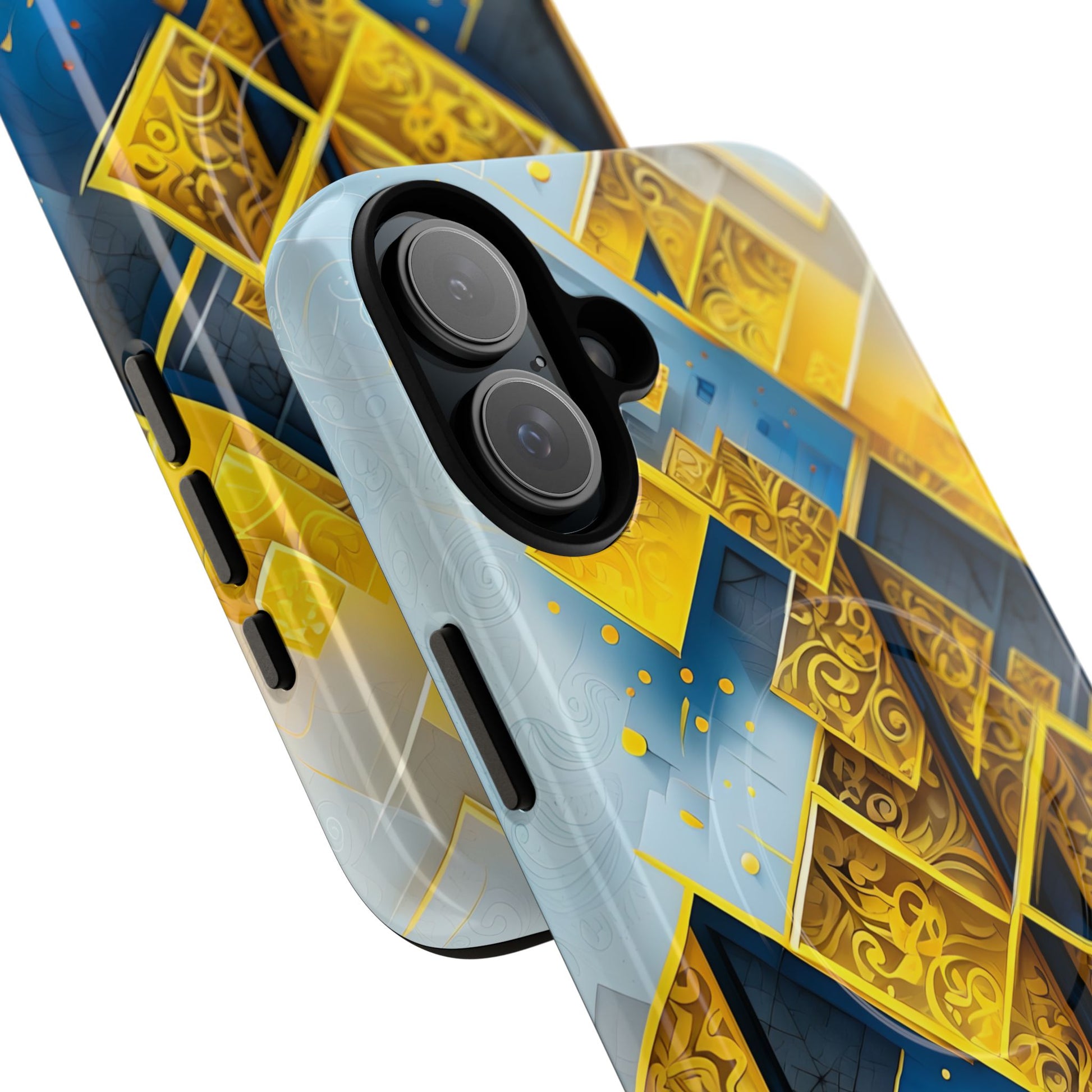Golden Ascent Luxe Geometric iPhone 16 Plus- MagSafe Compatible - Elegant Abstract Gold Design