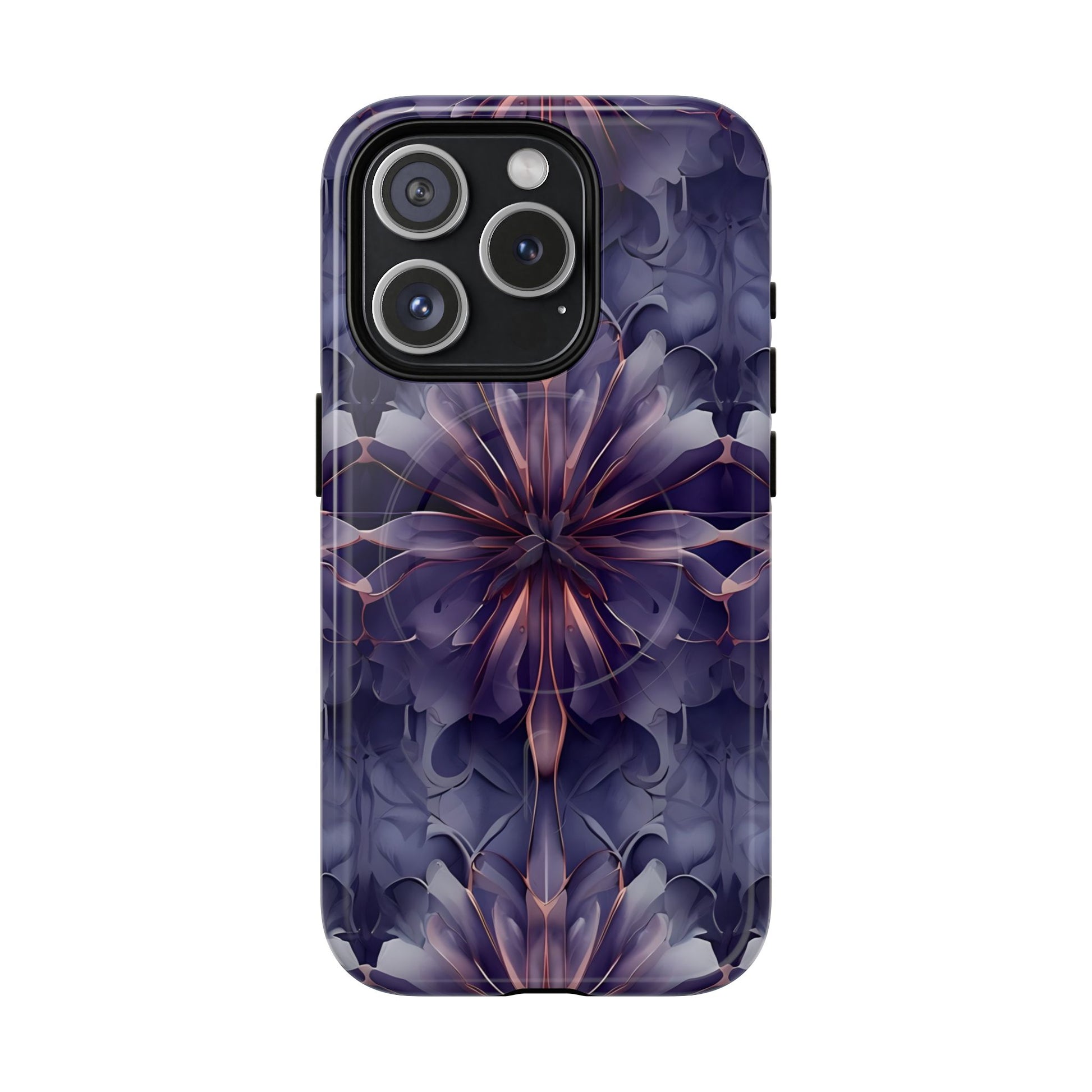 Twilight Tapestry - iPhone 15 Pro MagSafe Phone Case - Purple Kaleidoscope Design
