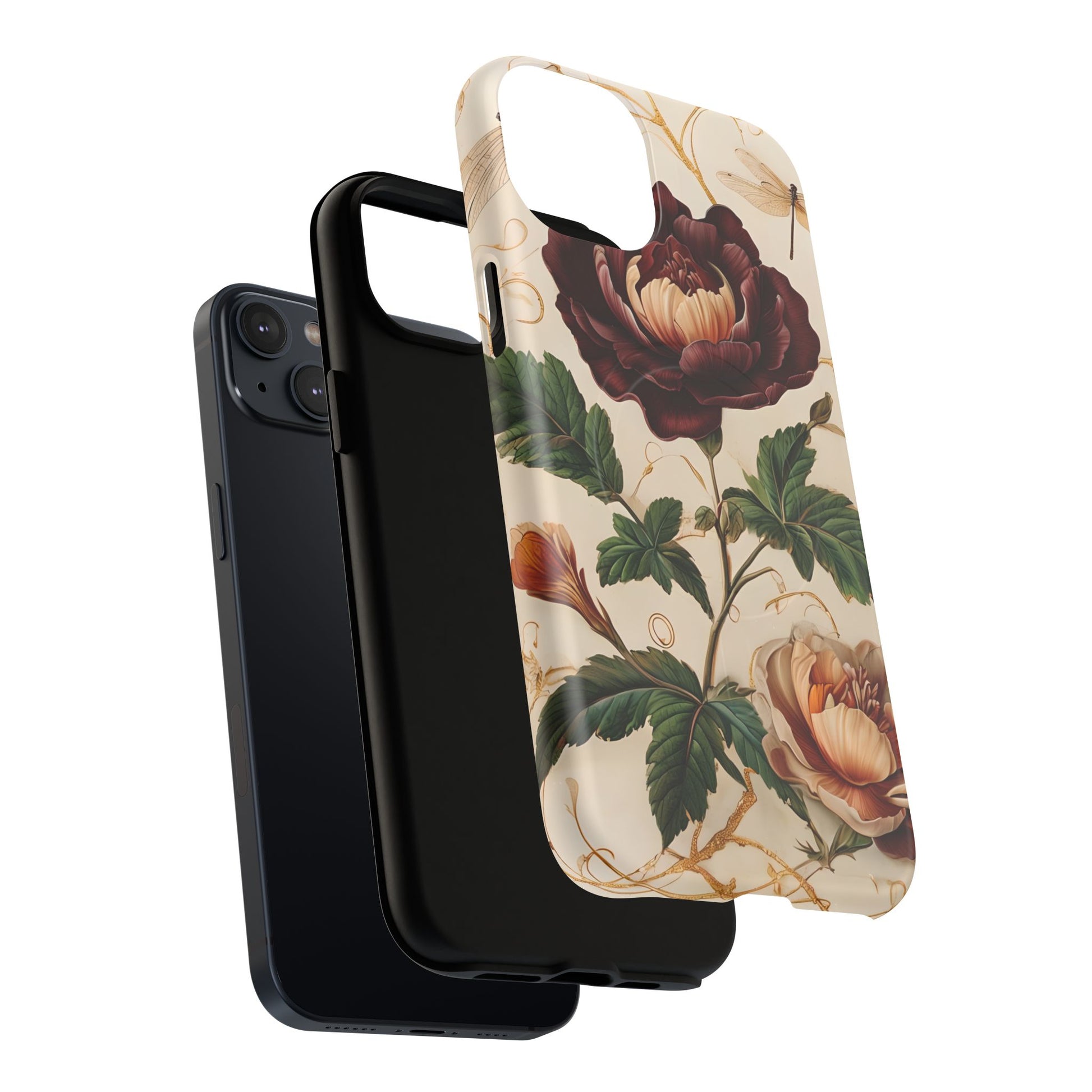 Vintage Burgundy Rose - Elegant Floral iPhone 14 Plus Phone Case - Classic Painterly Rose Design