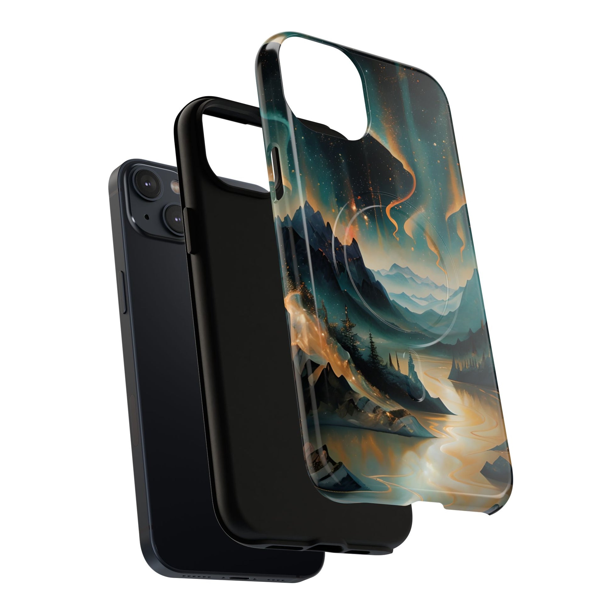 Aurora Dreamscape iPhone 14 Plus Case – Northern Lights Art, MagSafe Compatible, Tough Shockproof Cover