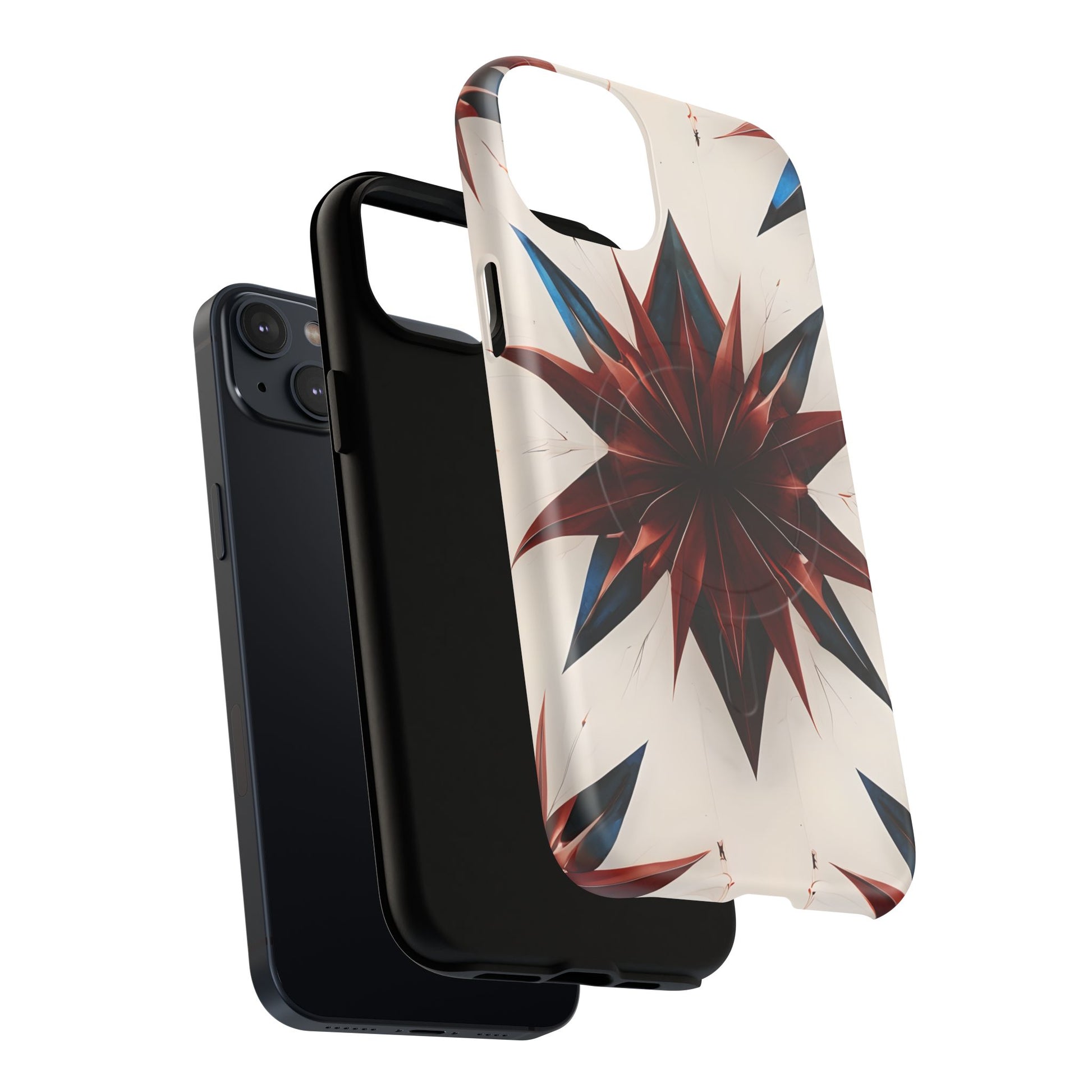 Garnet Starburst - Kaleidoscope Collection Gemstone Floral - iPhone 14 Plus MagSafe Phone Case -Floral Burst Design