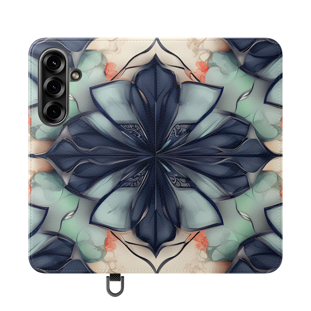 Midnight Mosaic - Abstract Floral Flip Phone Case for Samsung Galaxy S25