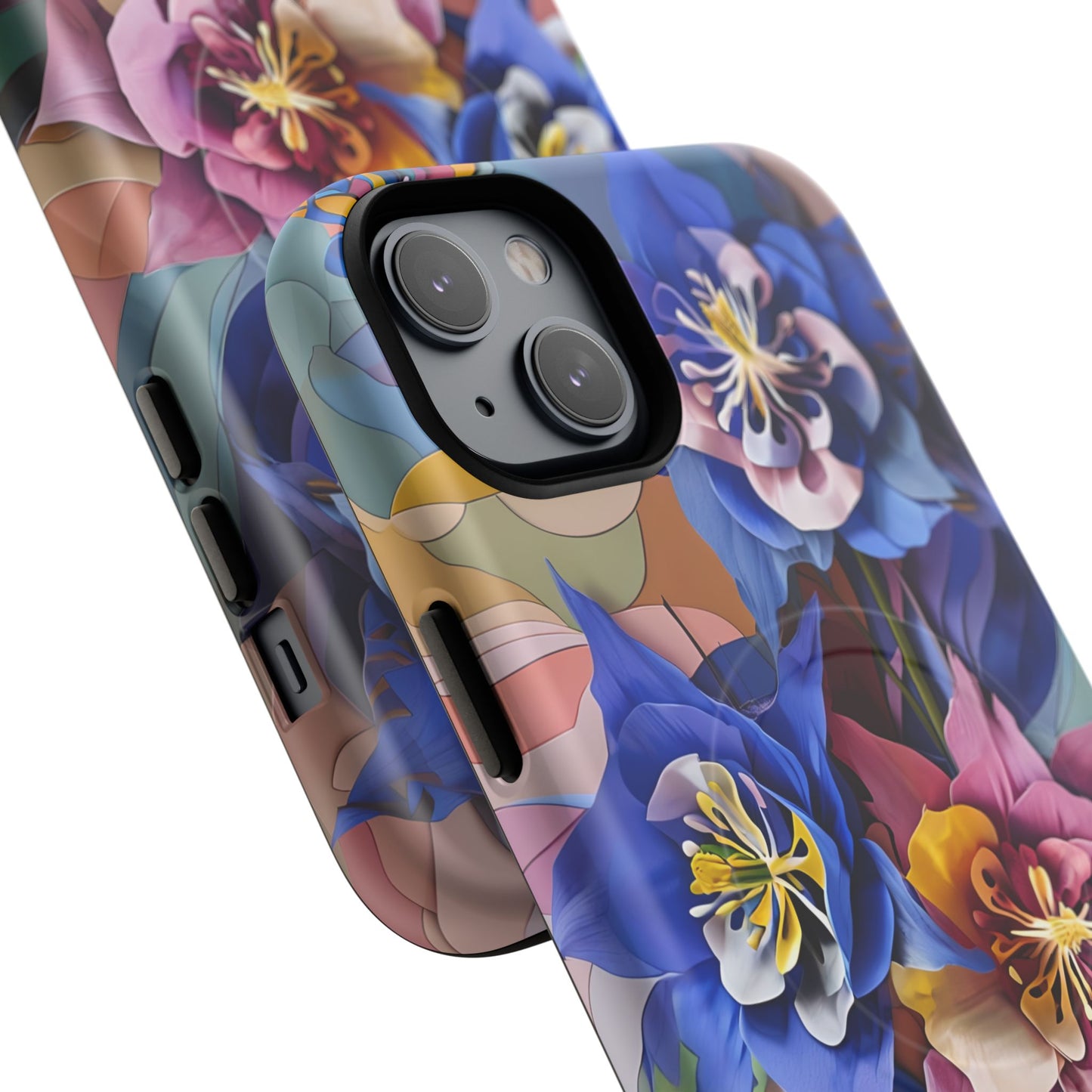 Blue Columbine Carnivale - Artistic Floral & Butterfly iPhone MagSafe Phone Case - Vibrant Botanical Design