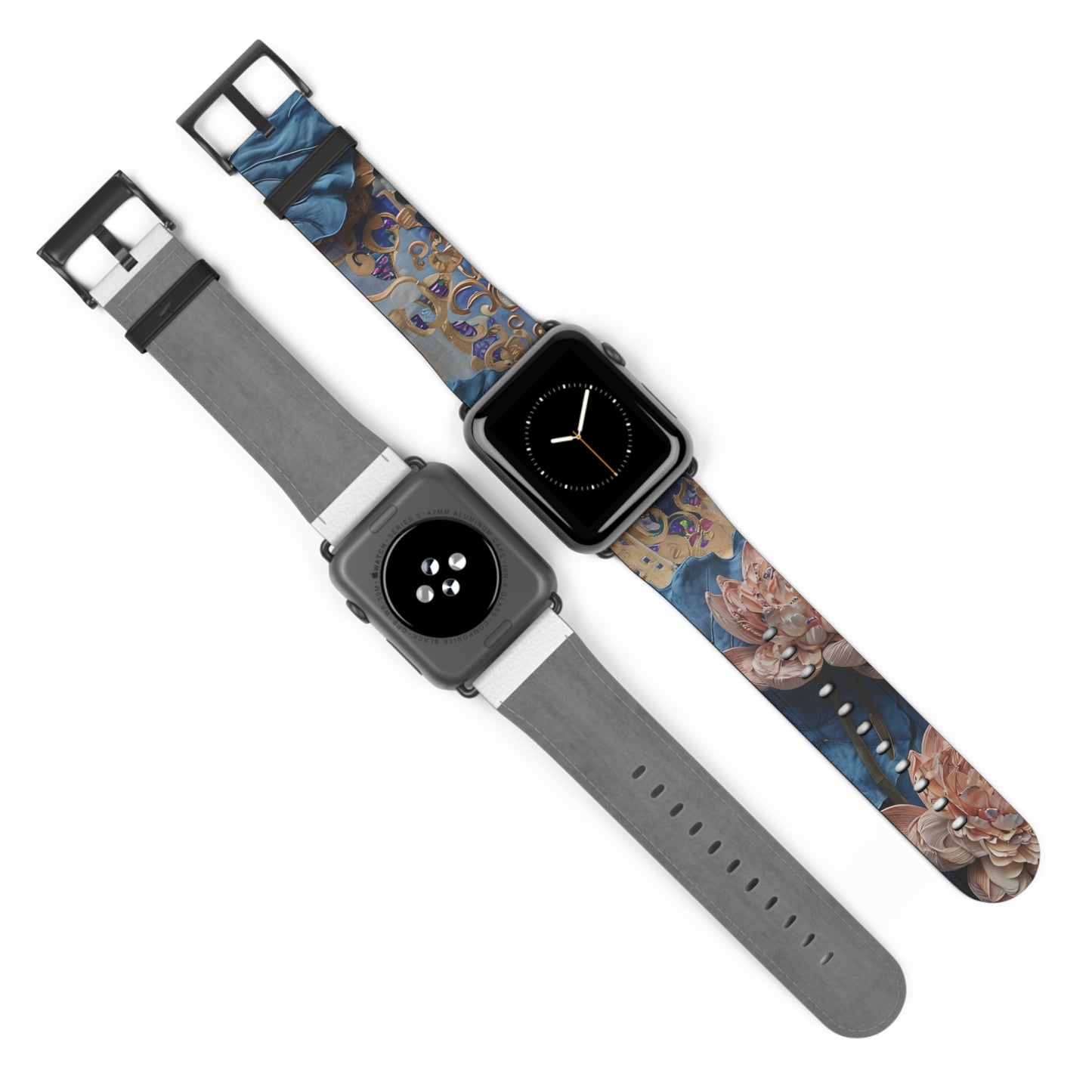 Peony Midnight Tapestry Designer Apple Watch Band - Premium Custom Strap for Series 1-9, SE & Ultra - Artistic Vegan Leather