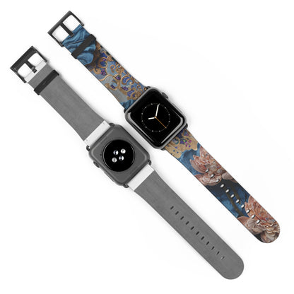 Peony Midnight Tapestry Designer Apple Watch Band - Premium Custom Strap for Series 1-9, SE & Ultra - Artistic Vegan Leather